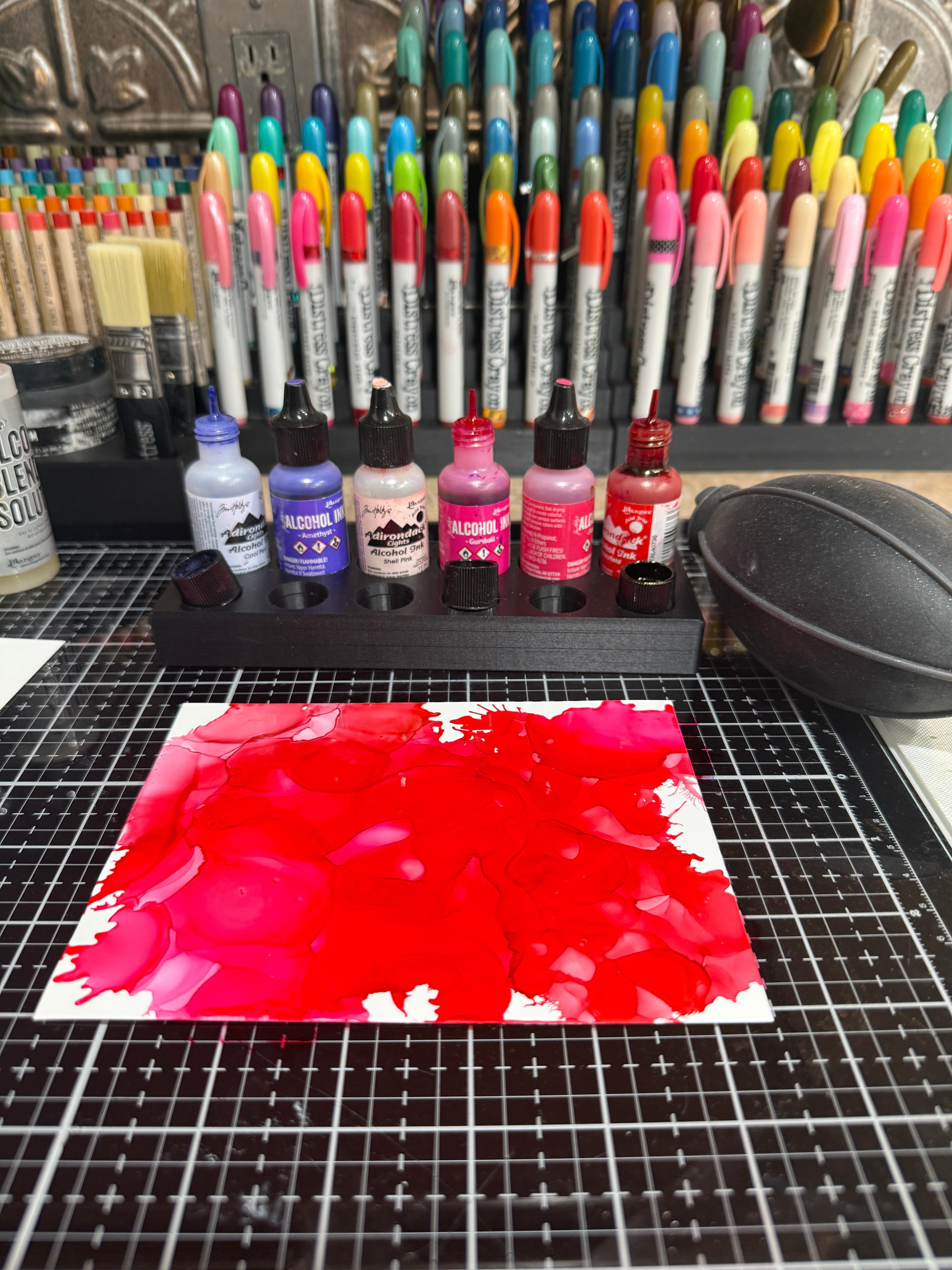 Ranger Alcohol Ink Storage Tray with Cap Holders, Holds 6 Bottles, Made to Order in 10 Colors Y-Axis Printing LLC