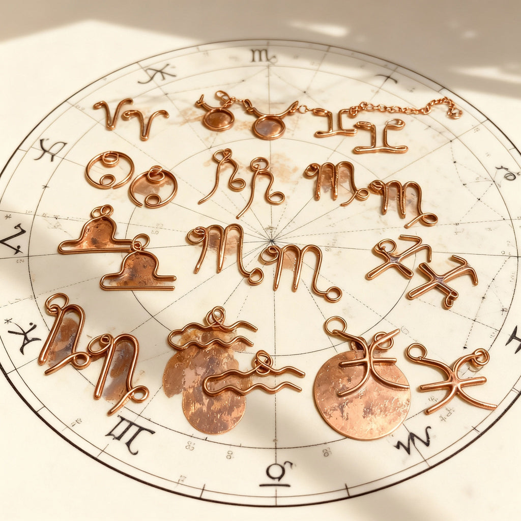 Custom Wire Wrapped Zodiac Charm Necklace With Custom Copper Chain The Vibez Shop