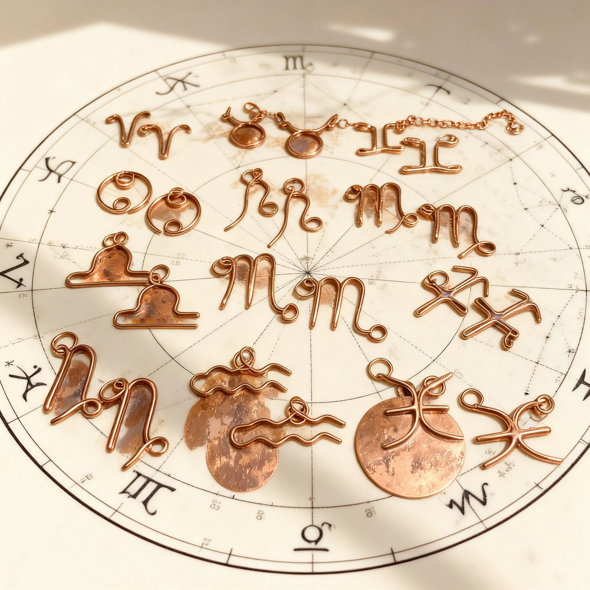 Custom Wire Wrapped Zodiac Charm Necklace With Custom Copper Chain The Vibez Shop