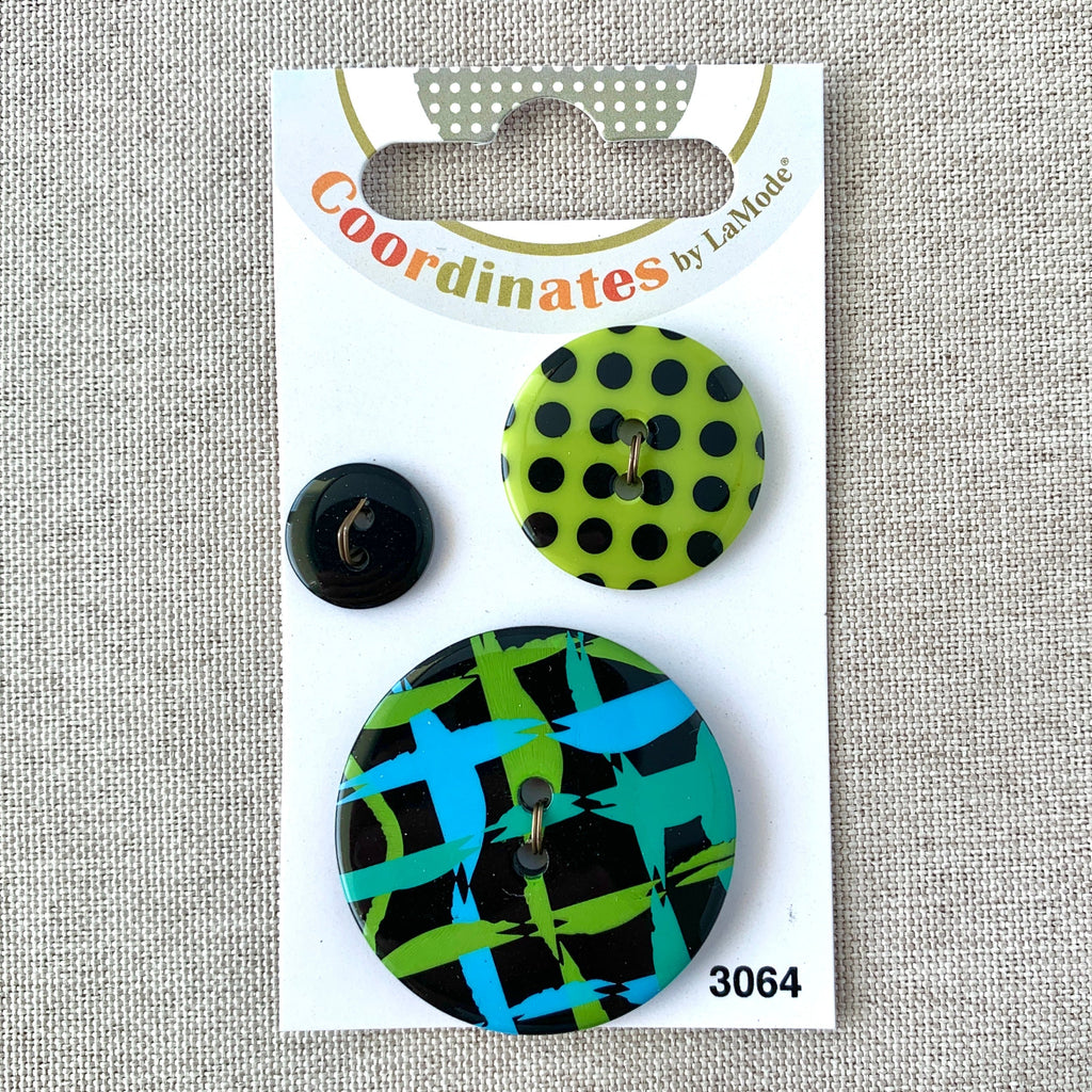 3064 - Coordinates - 2 Hole - Assorted Sizes - Black Blue Green The Attic Exchange