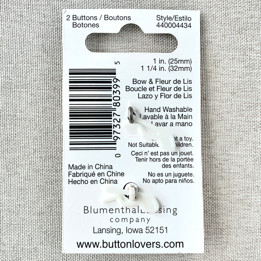 4434 Bow and Fleur de Lis - Collectors Buttons - 1 Hole Shank Buttons - Assorted Sizes - Silver Bronze The Attic Exchange