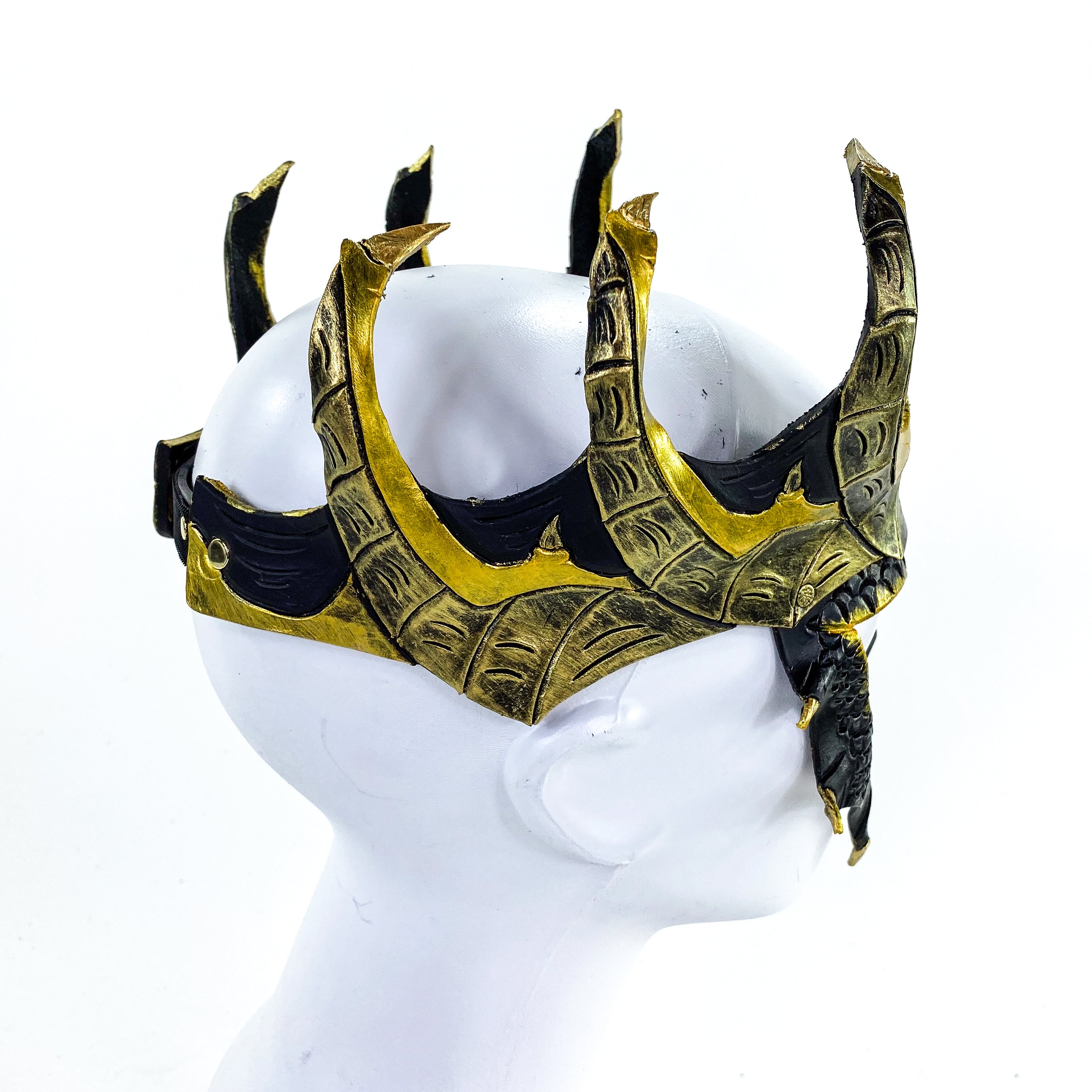 Dragon Crown Eye Mask - Handmade Genuine Leather - Masquerade, Halloween or Cosplay Costume Rockwell Masks