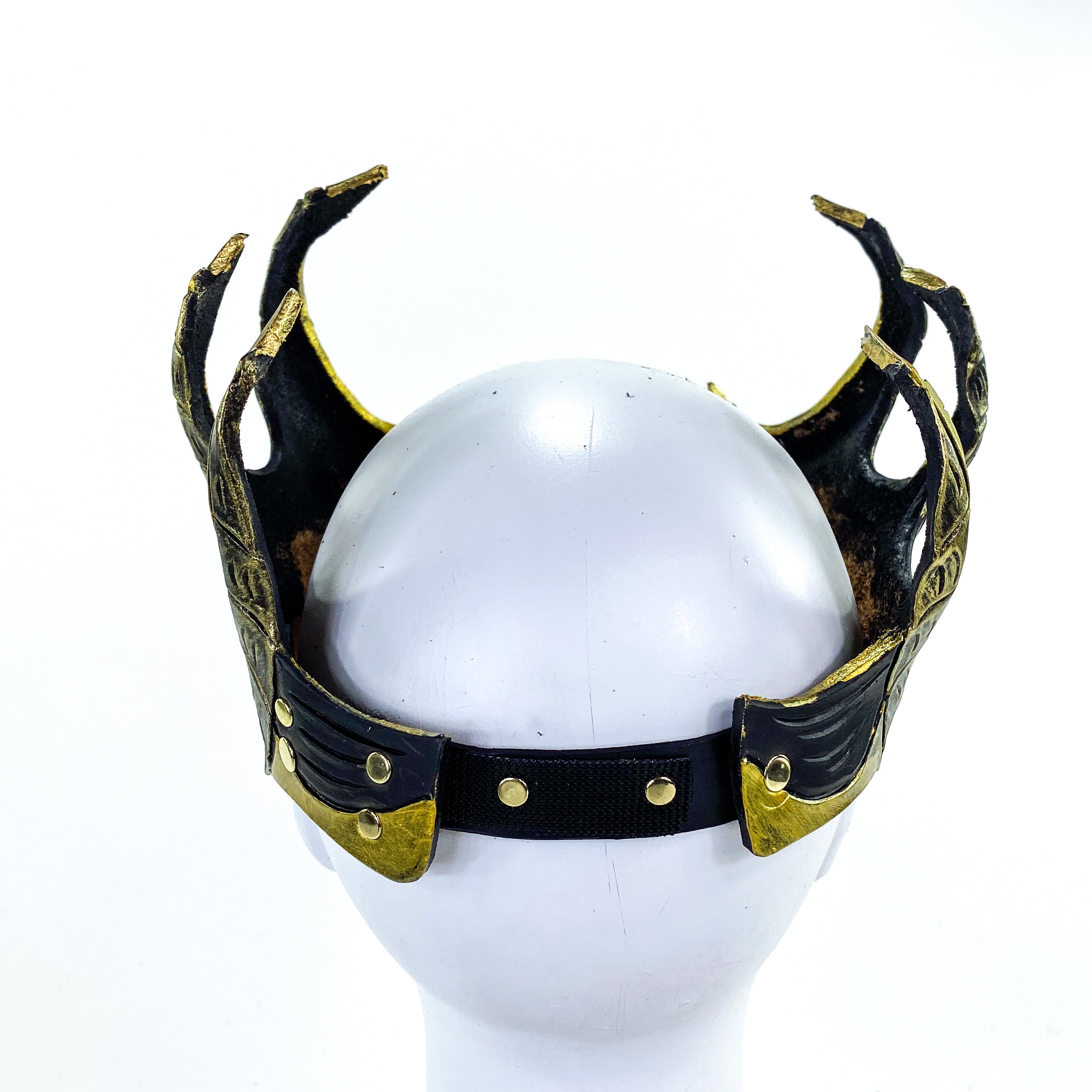 Dragon Crown Eye Mask - Handmade Genuine Leather - Masquerade, Halloween or Cosplay Costume Rockwell Masks