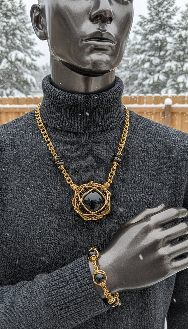 iamevibez Custom Non Tarnishing Black Obsidian Sphere Set The Vibez Shop