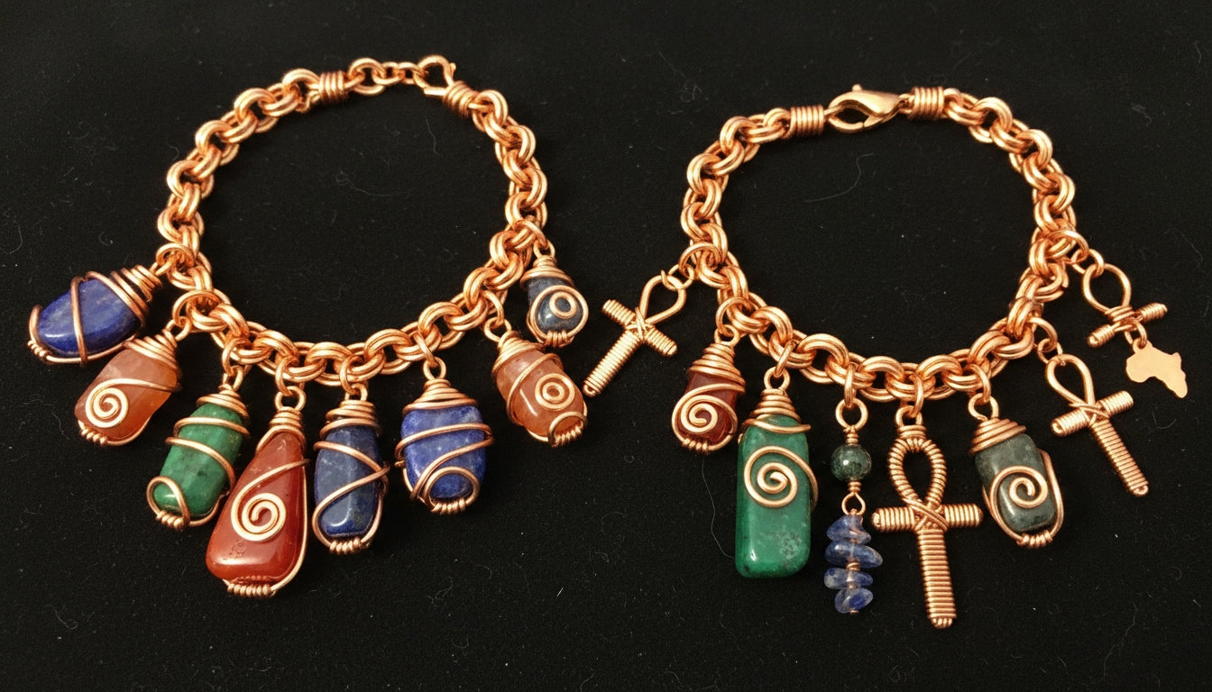 2 Energy Wire Wrapped Crystal Charm Bracelets The Vibez Shop