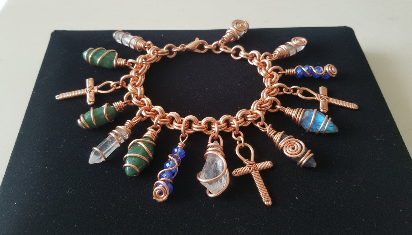 Chunky wire Wrapped Charm Bracelet The Vibez Shop