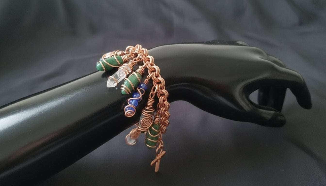 2 Energy Wire Wrapped Crystal Charm Bracelets The Vibez Shop