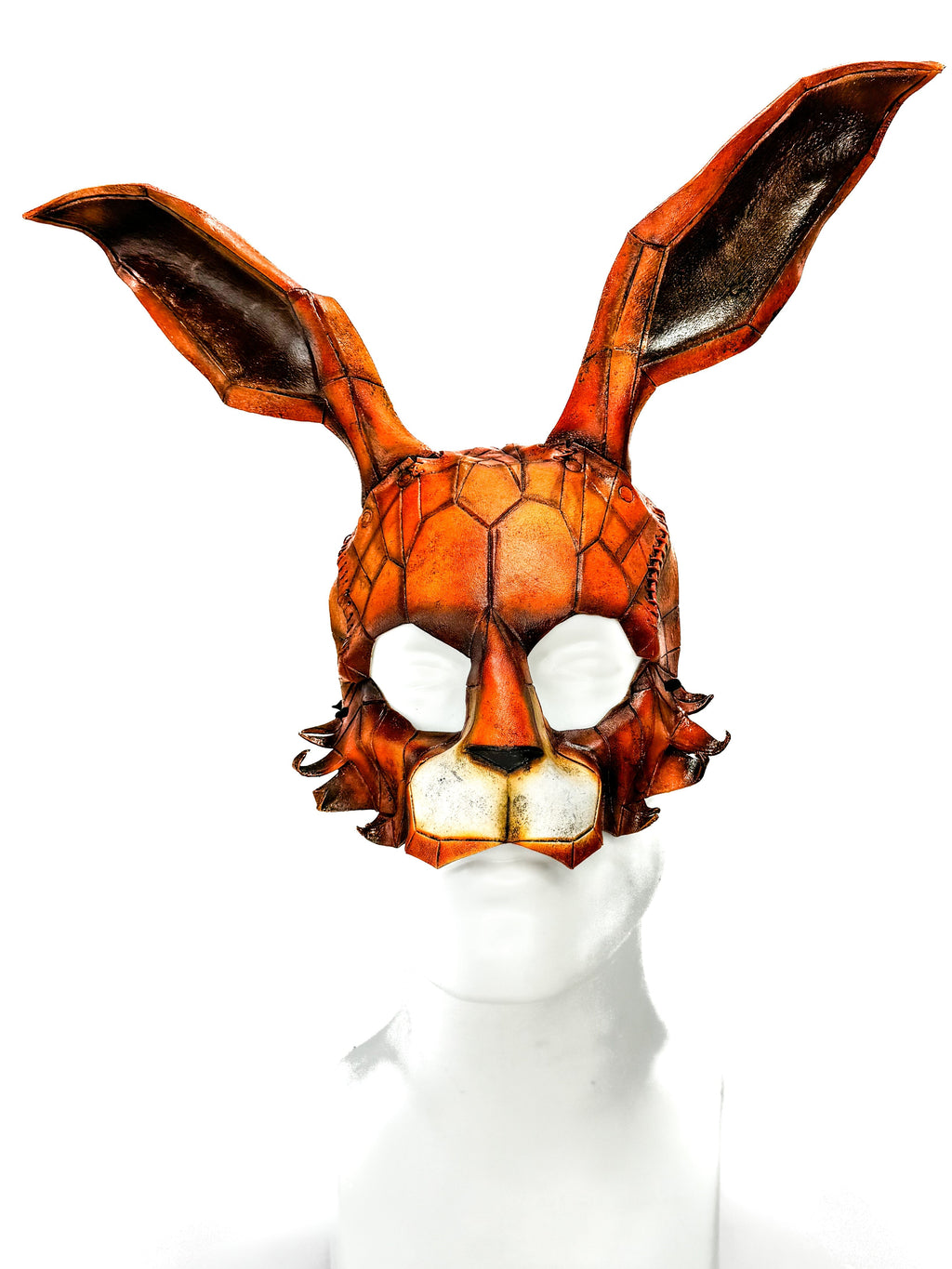 In Stock - Geometric Bunny Leather Mask in Sienna Rockwell Masks
