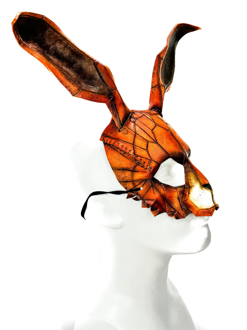 In Stock - Geometric Bunny Leather Mask in Sienna Rockwell Masks