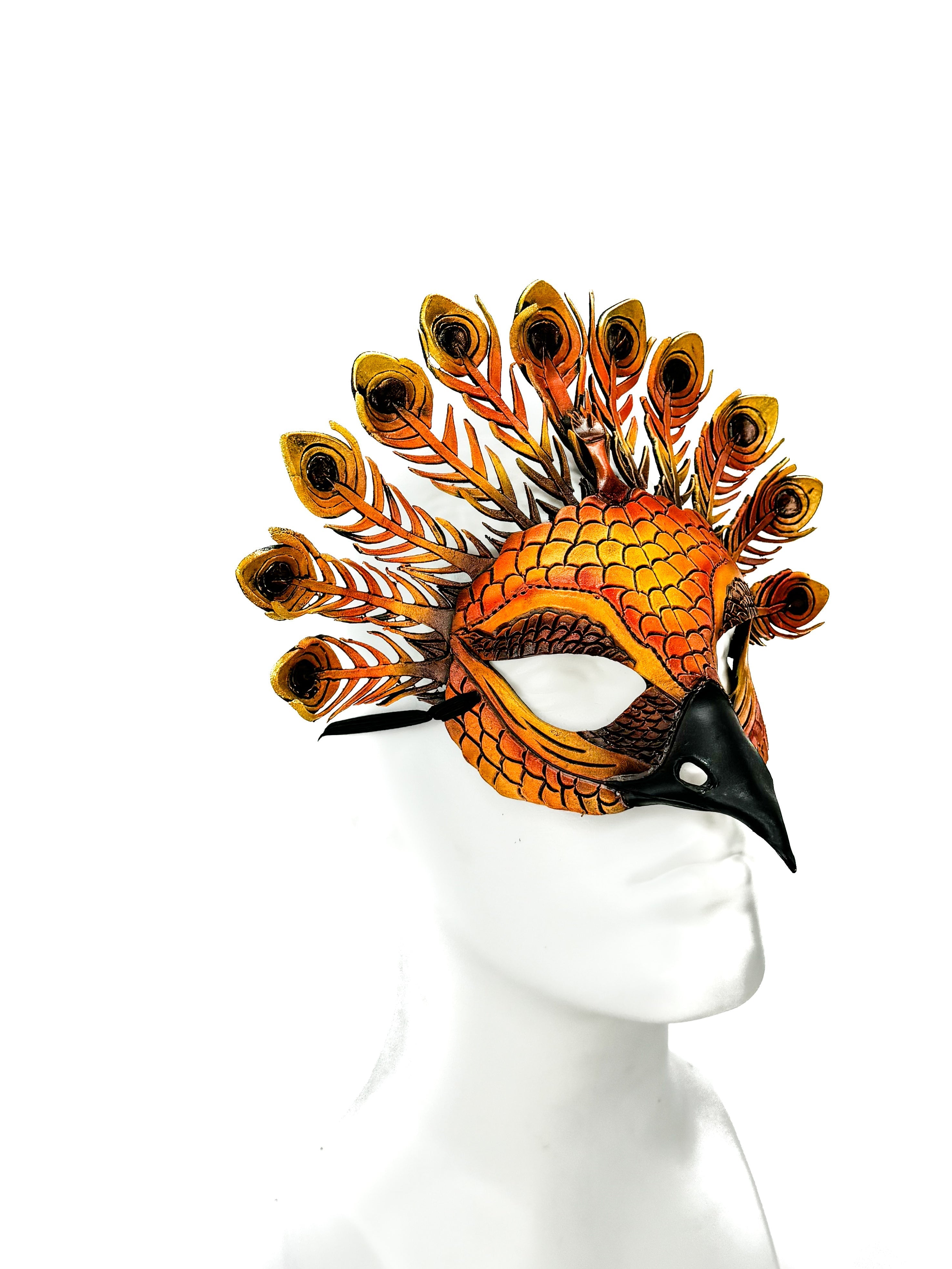 Sienna Peacock Handmade Genuine Leather Mask Rockwell Masks