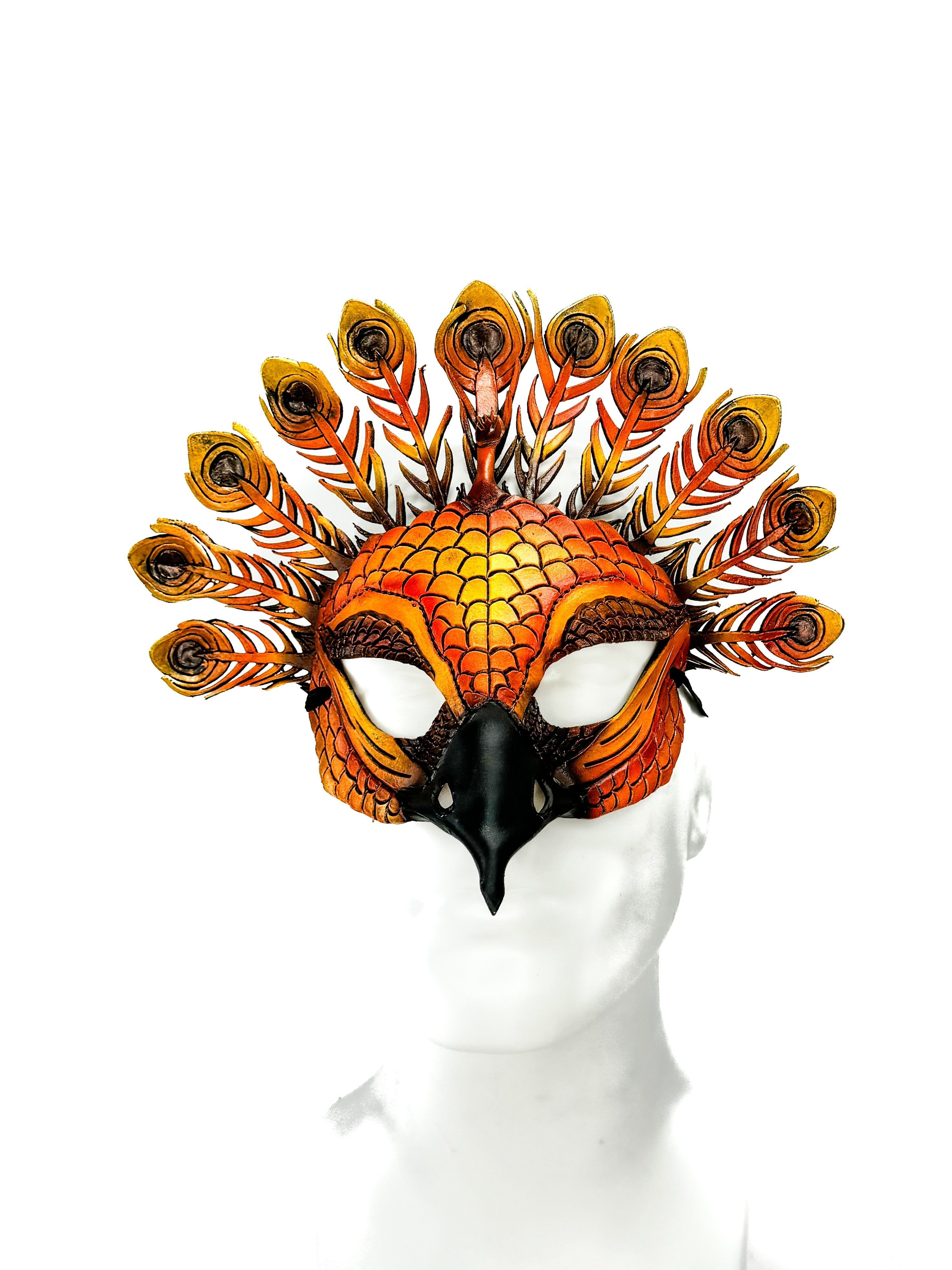 Sienna Peacock Handmade Genuine Leather Mask Rockwell Masks