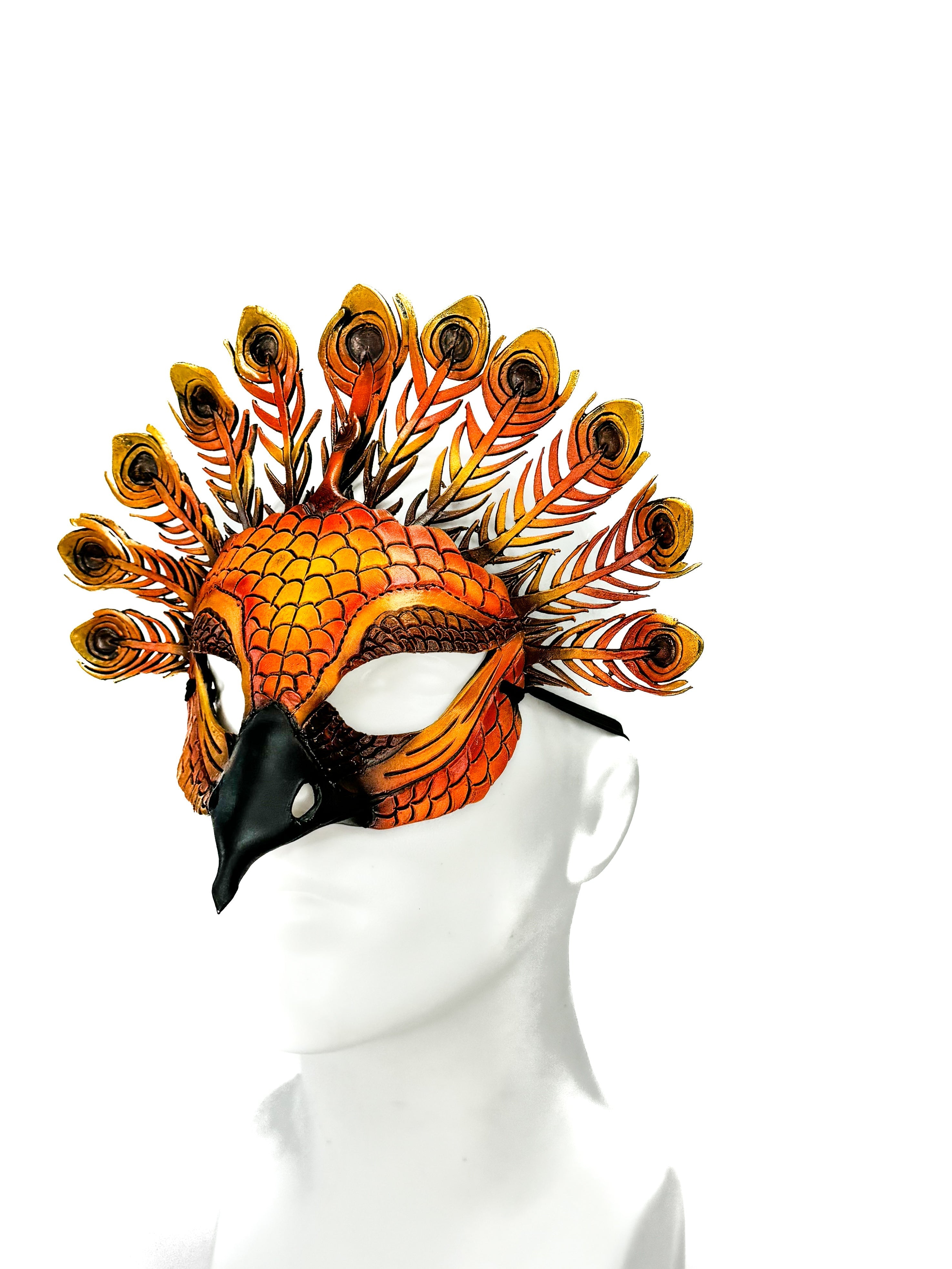 Sienna Peacock Handmade Genuine Leather Mask Rockwell Masks