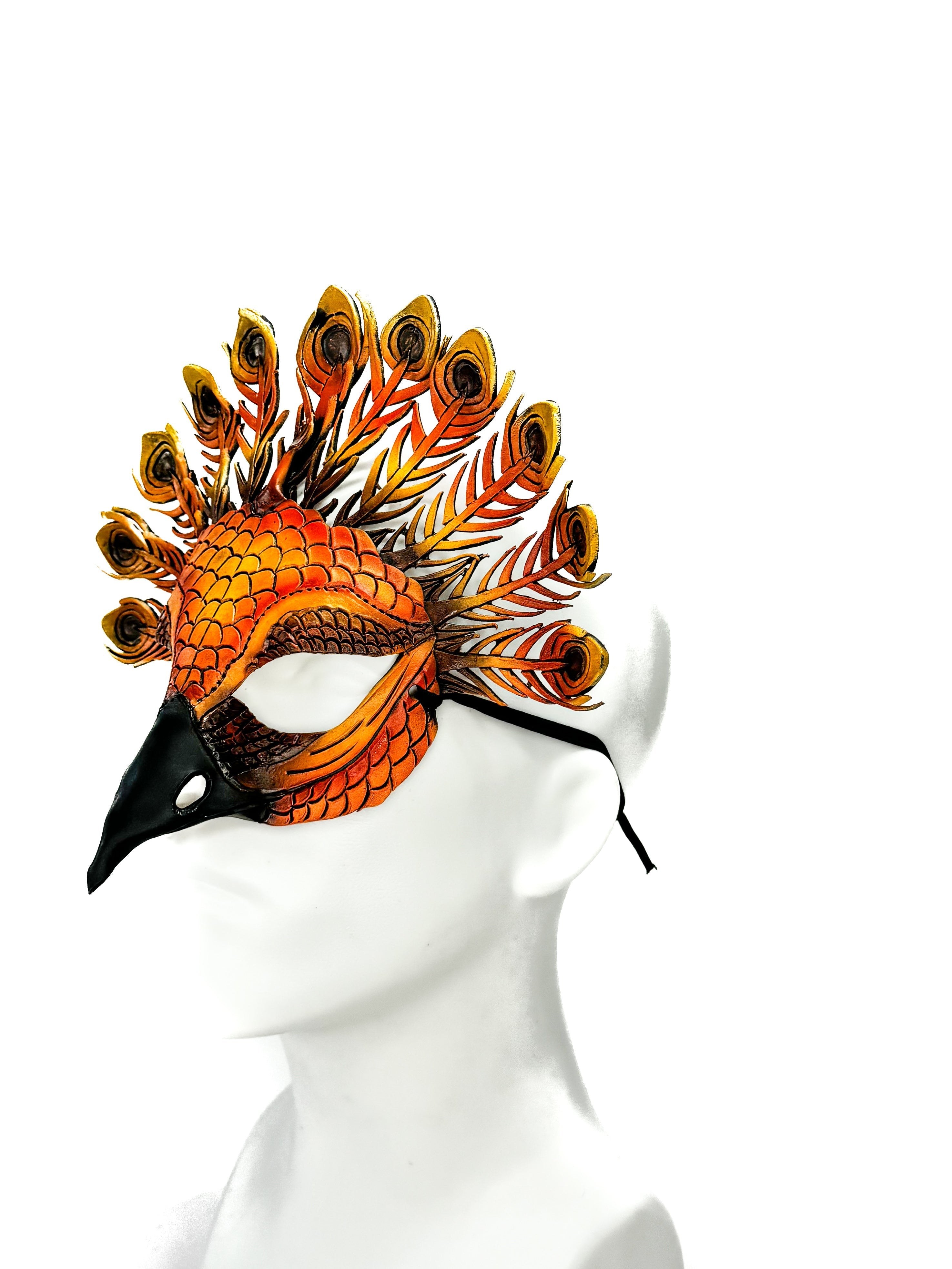 Sienna Peacock Handmade Genuine Leather Mask Rockwell Masks