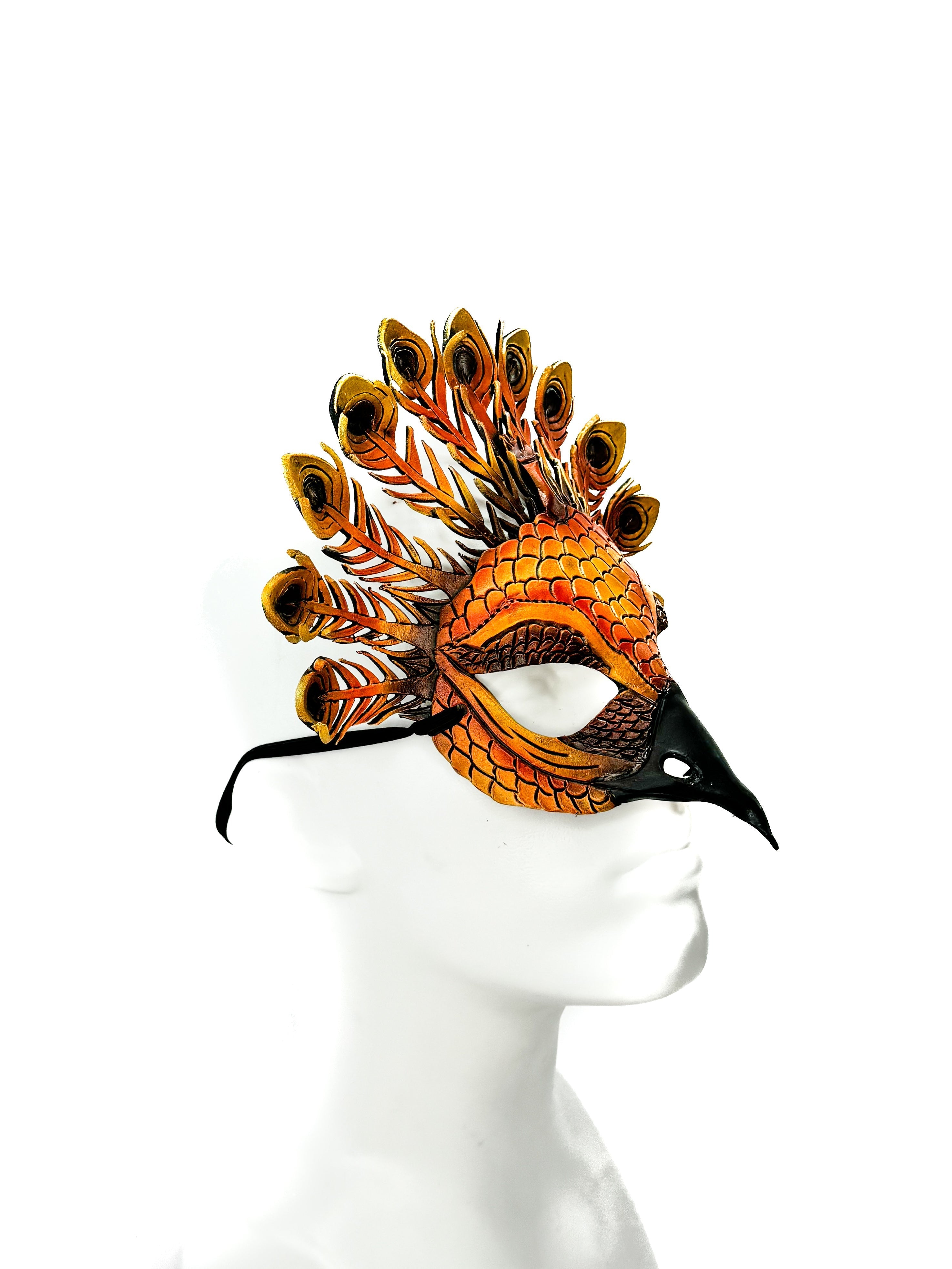 Sienna Peacock Handmade Genuine Leather Mask Rockwell Masks