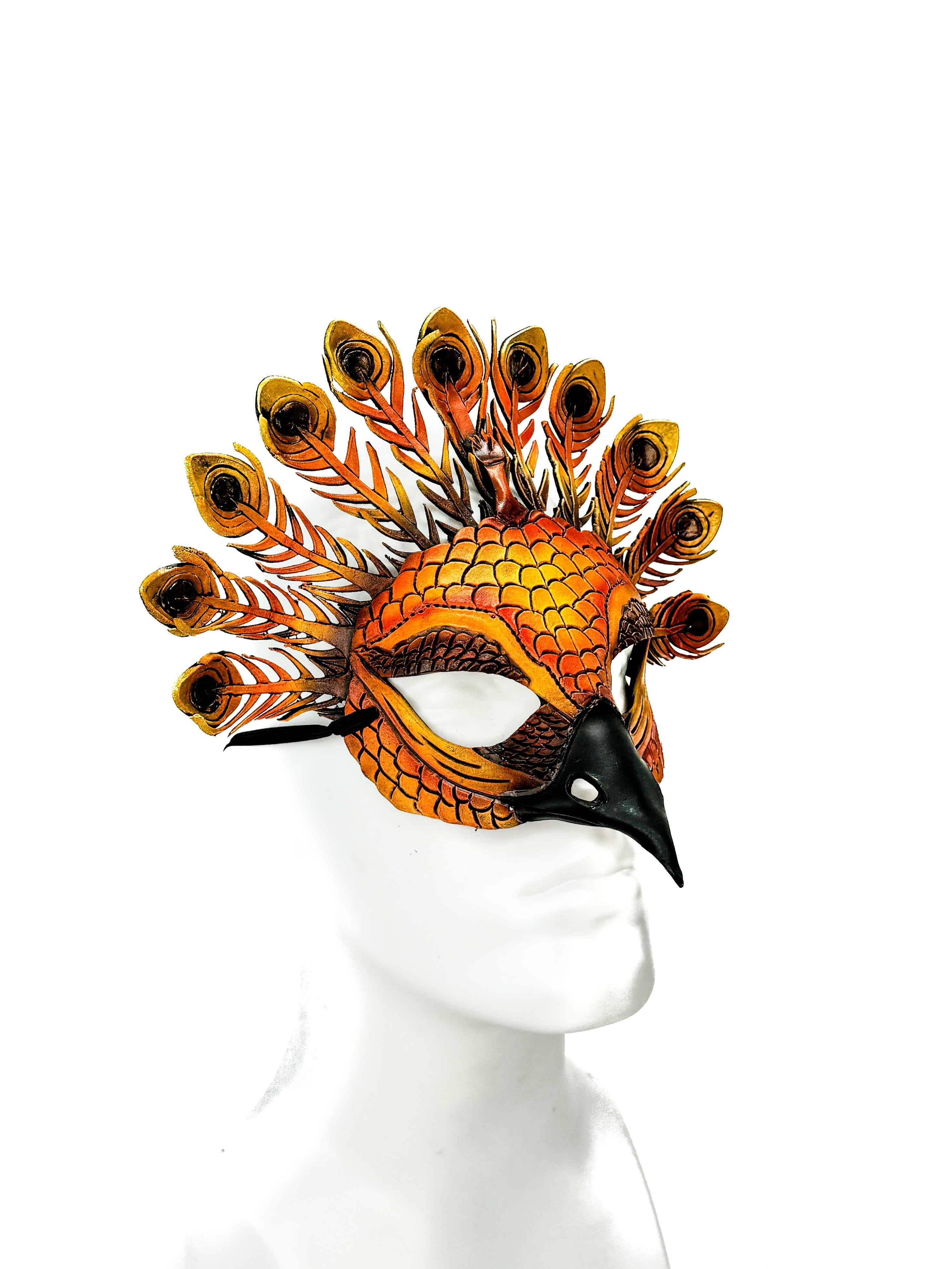 Sienna Peacock Handmade Genuine Leather Mask Rockwell Masks