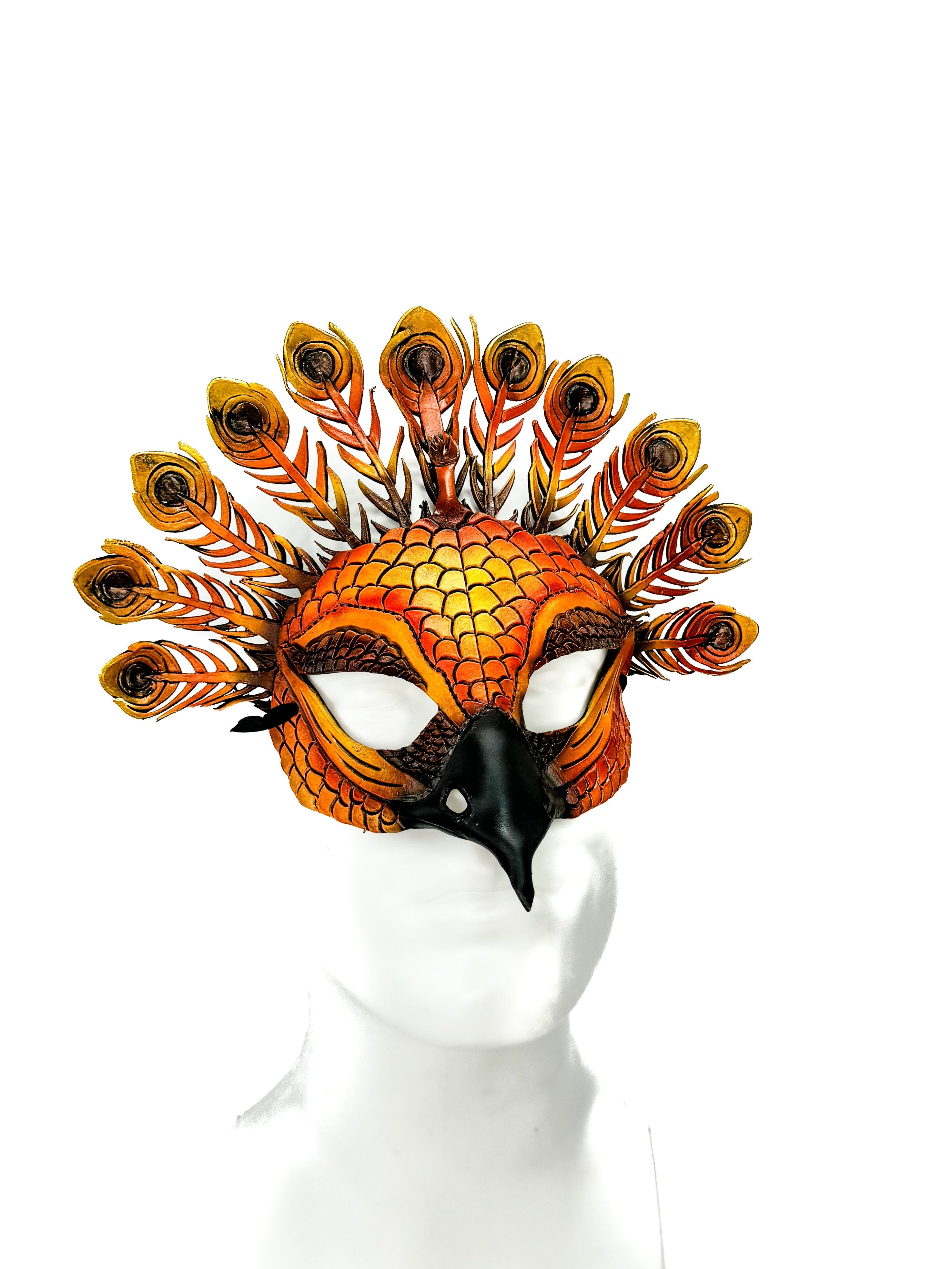 Sienna Peacock Handmade Genuine Leather Mask Rockwell Masks