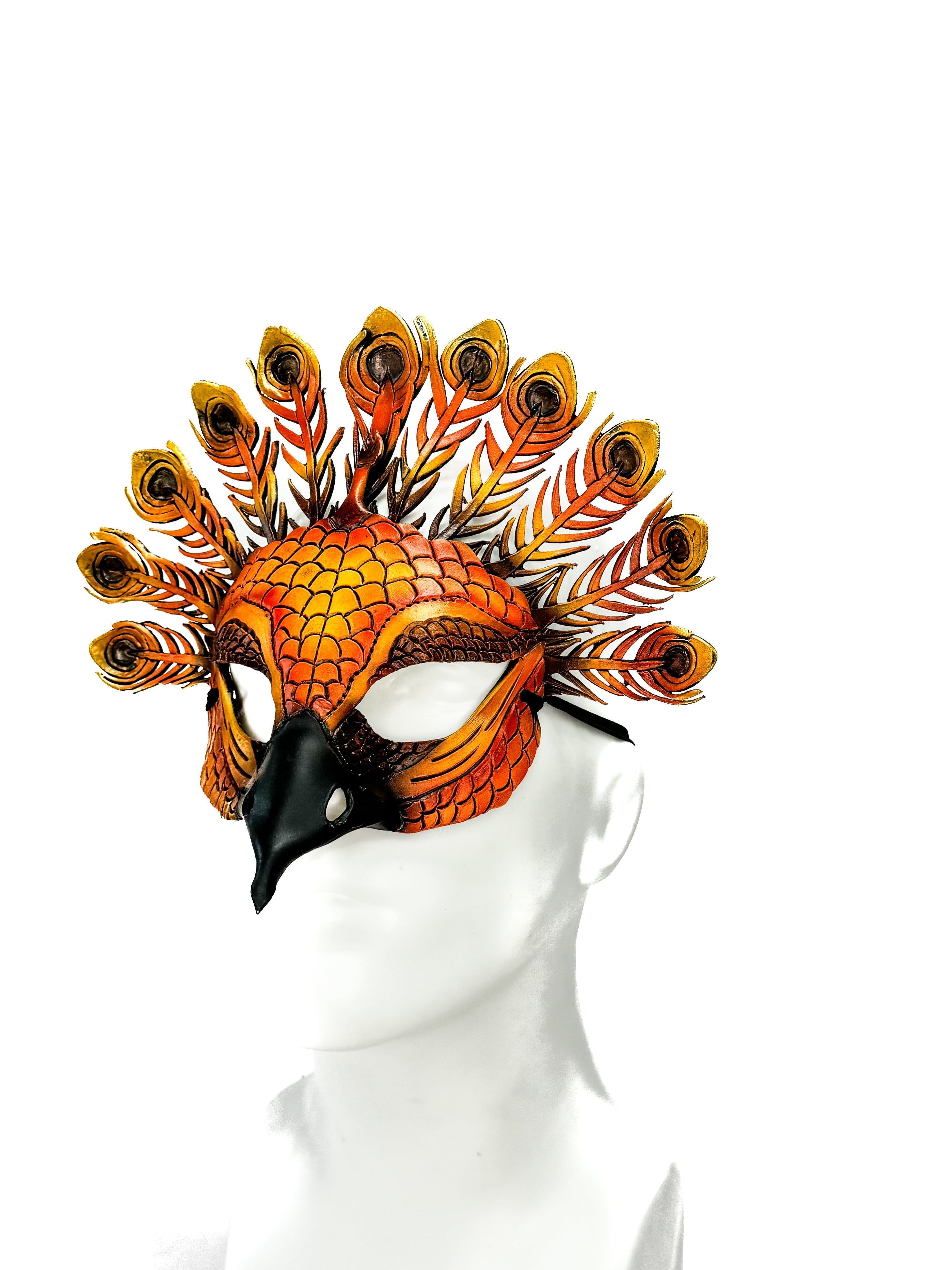 Sienna Peacock Handmade Genuine Leather Mask Rockwell Masks