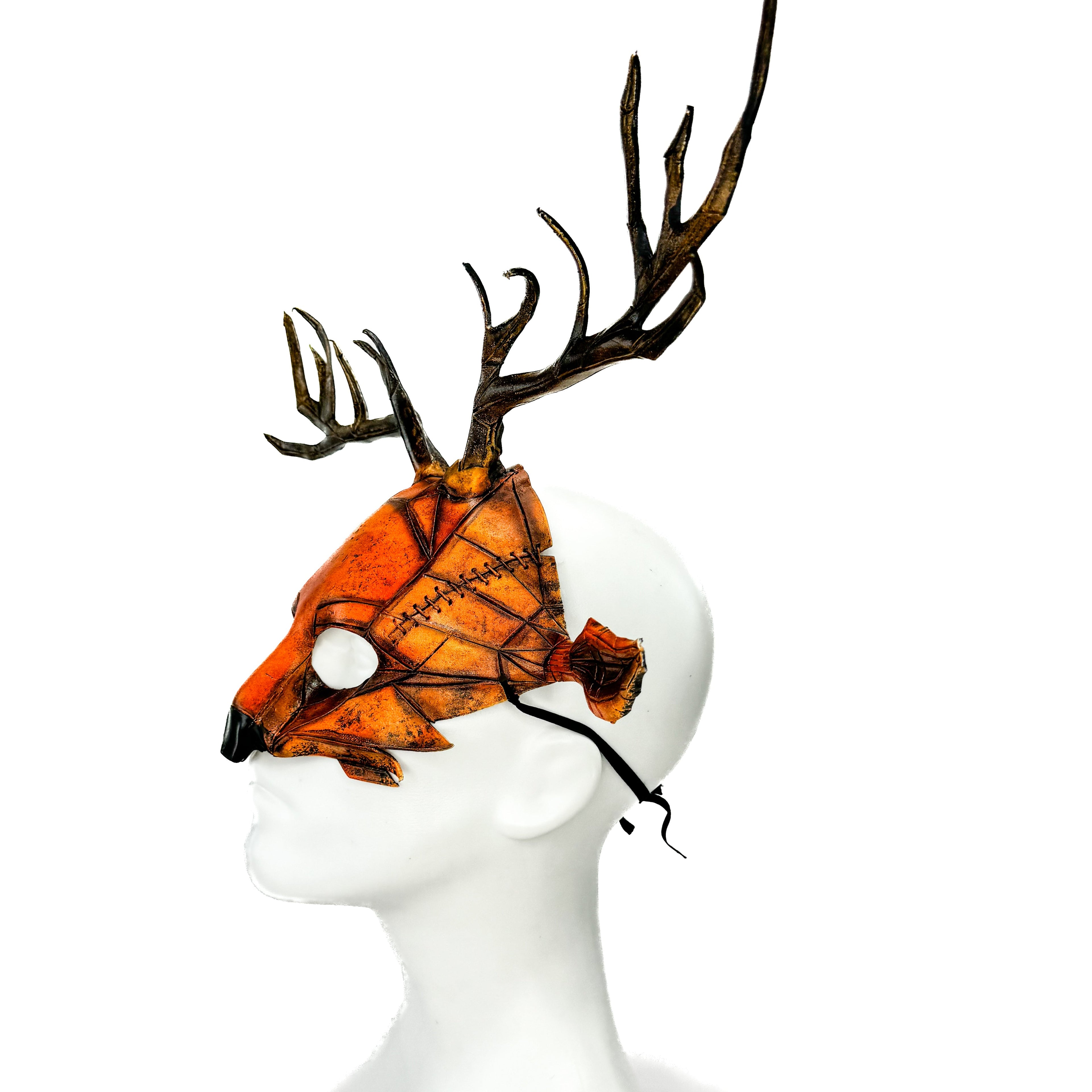 Geometric Deer Genuine Leather Mask In Sienna Rockwell Masks
