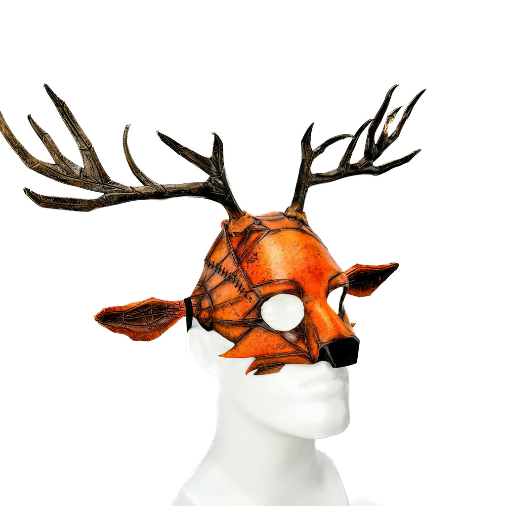 Geometric Deer Genuine Leather Mask In Sienna Rockwell Masks