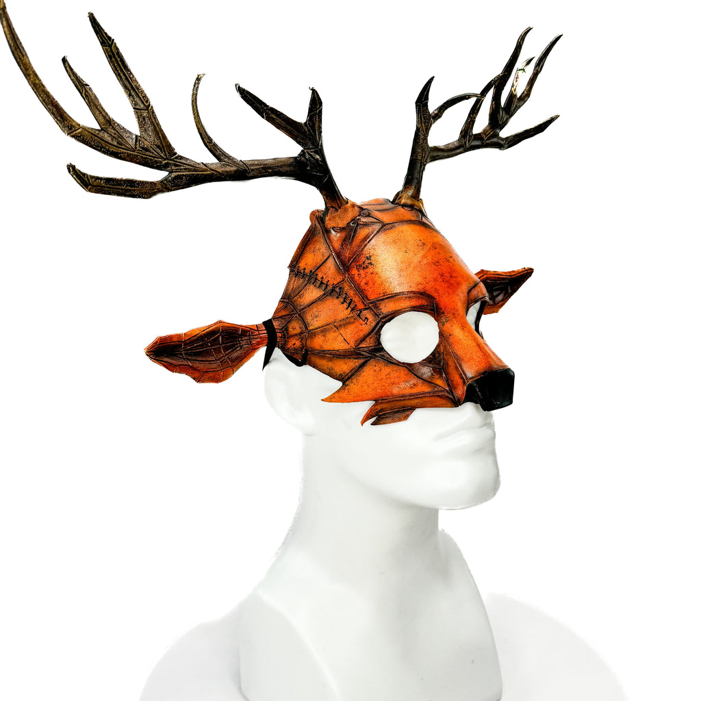 Geometric Deer Genuine Leather Mask In Sienna Rockwell Masks