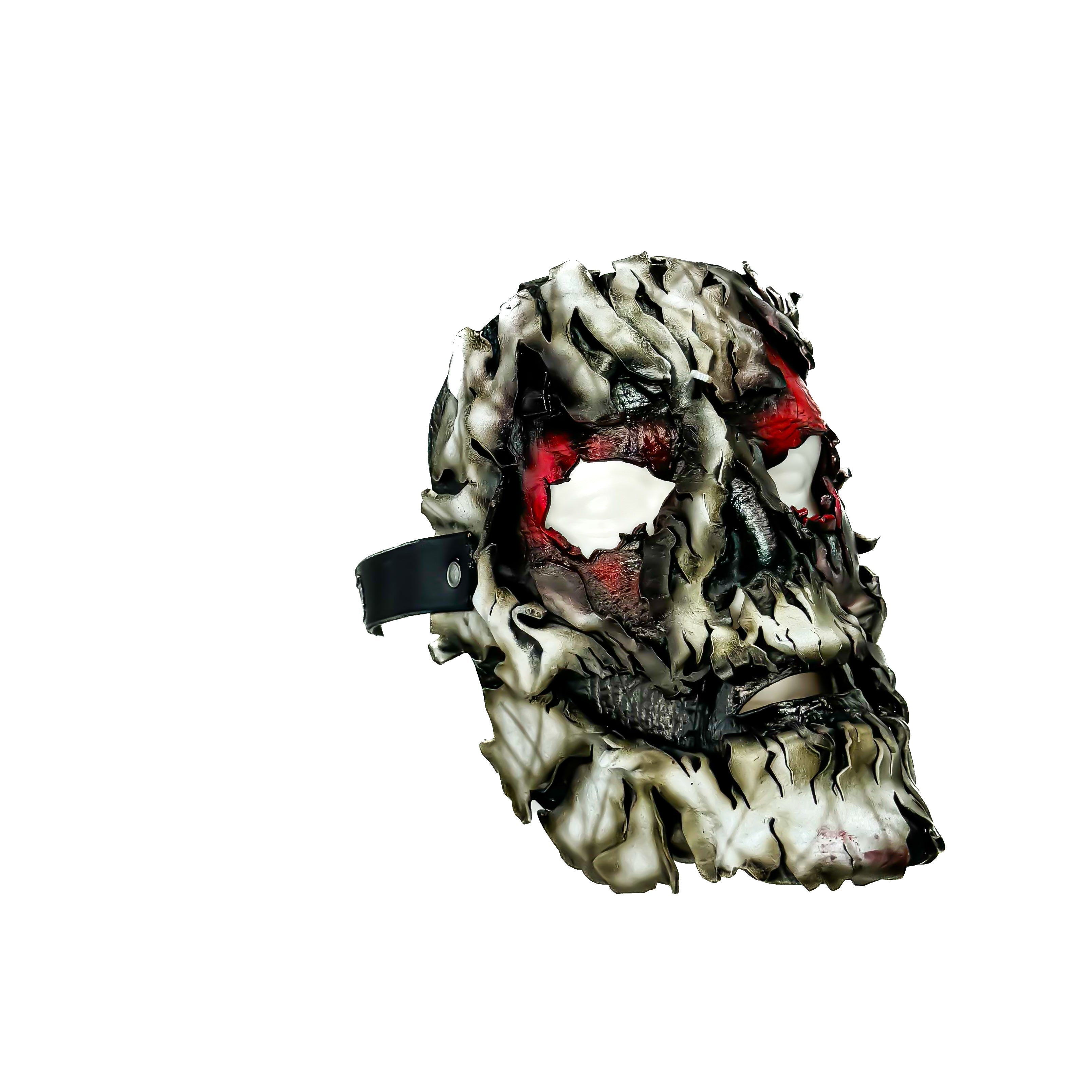 Genuine Leather Mask - Shattered Clown - Thick Straps w Velcro Included - Wide Mouth Edition Rockwell Masks