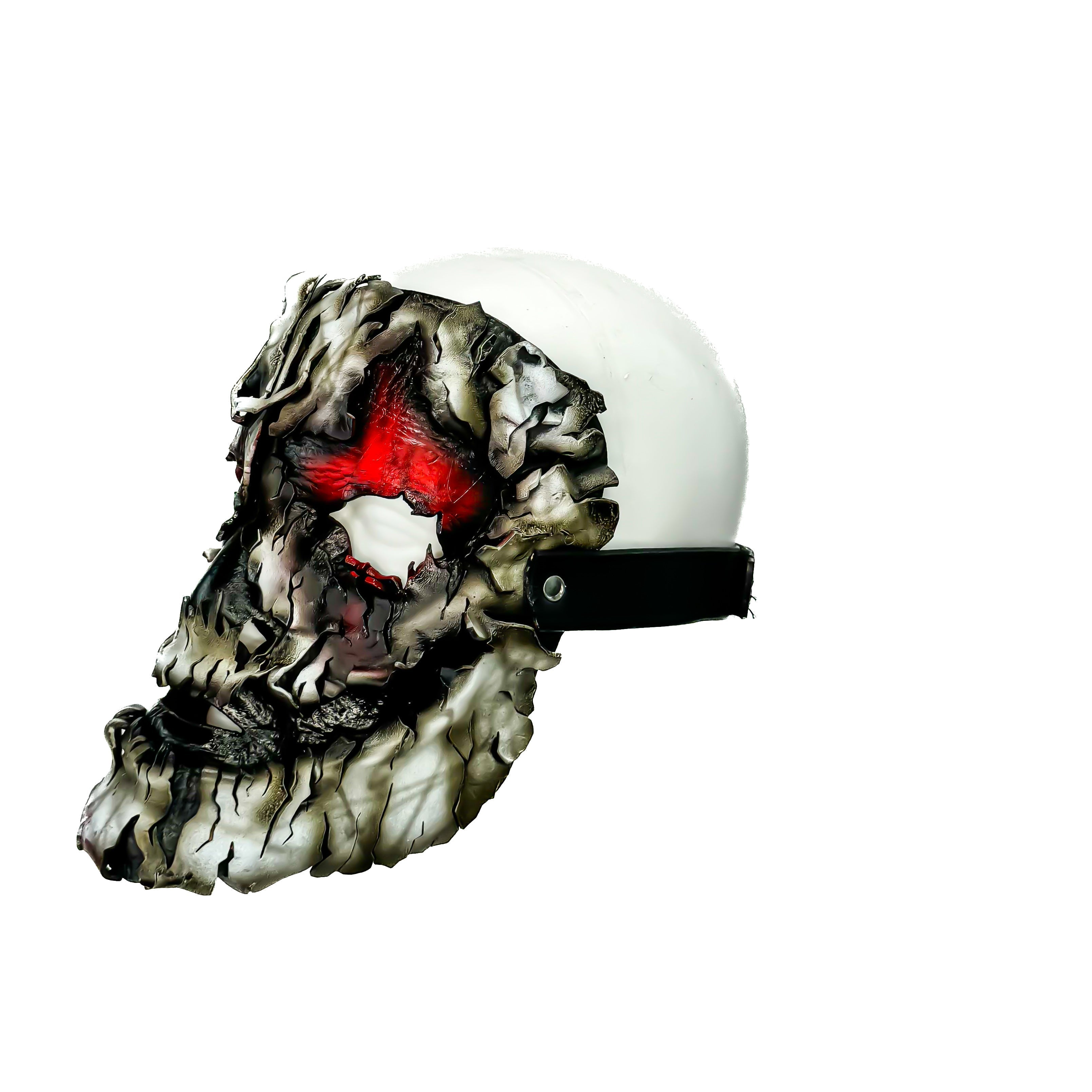 Genuine Leather Mask - Shattered Clown - Thick Straps w Velcro Included - Wide Mouth Edition Rockwell Masks