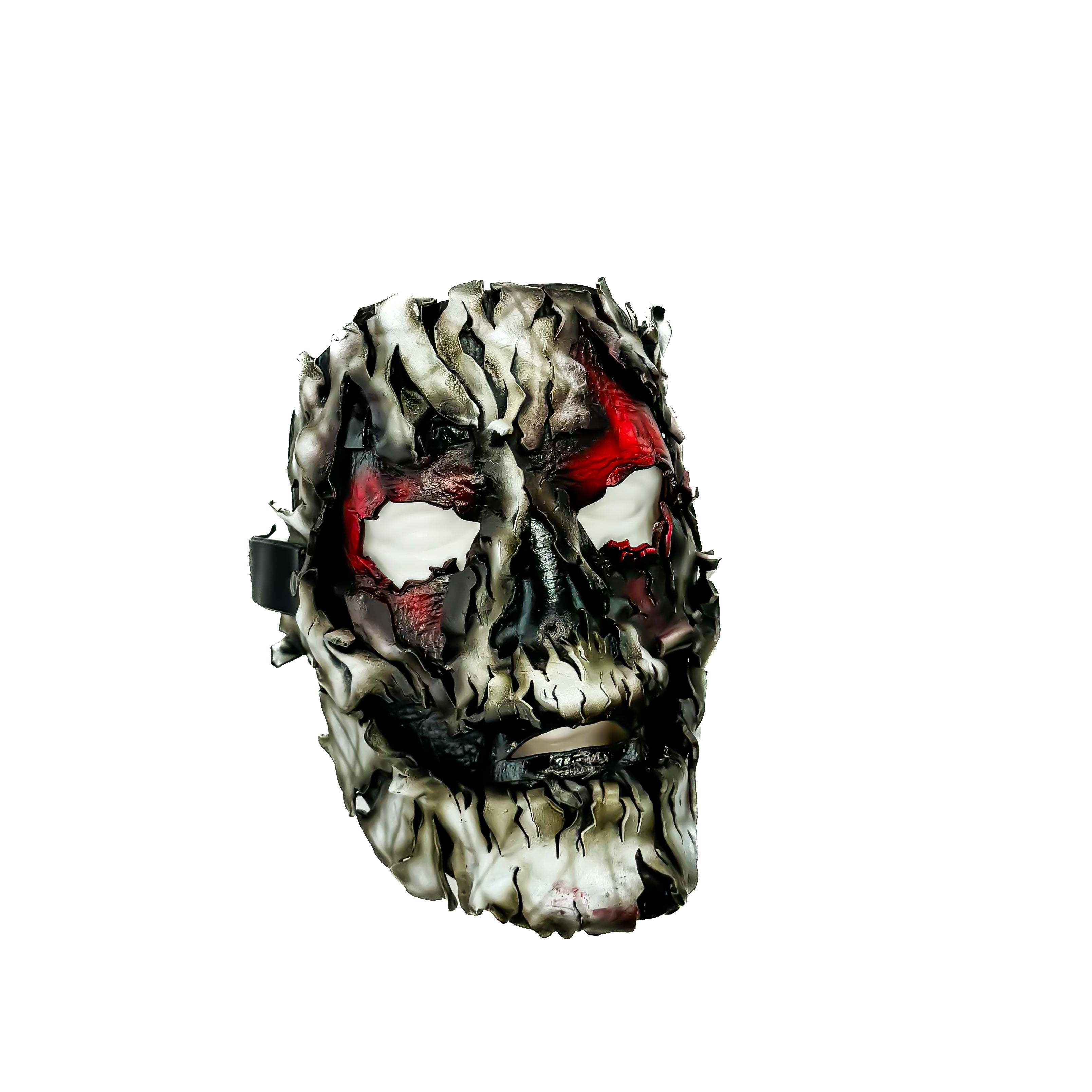 Genuine Leather Mask - Shattered Clown - Thick Straps w Velcro Included - Wide Mouth Edition Rockwell Masks