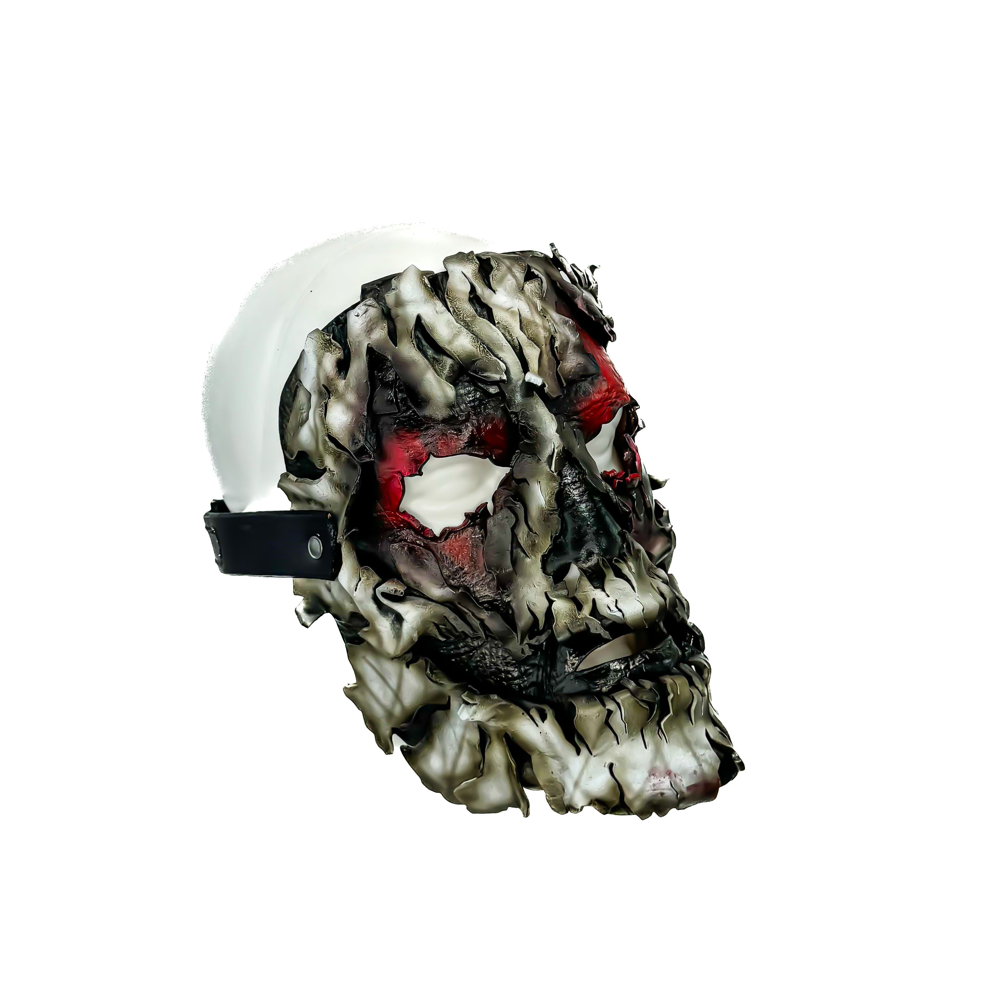 Genuine Leather Mask - Shattered Clown - Thick Straps w Velcro Included - Wide Mouth Edition Rockwell Masks