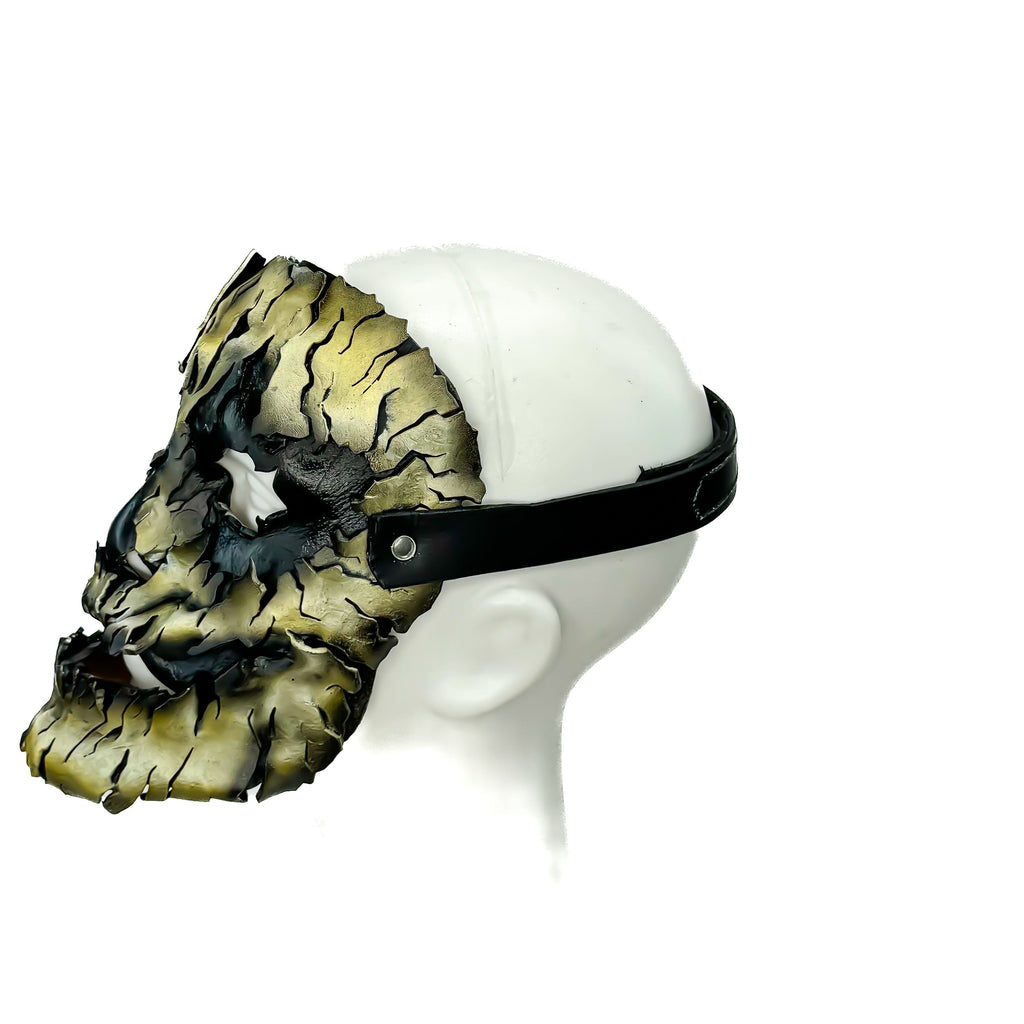 Genuine Leather Mask - Shattered Clown - Thick Straps w Velcro Included - Wide Mouth Edition Rockwell Masks