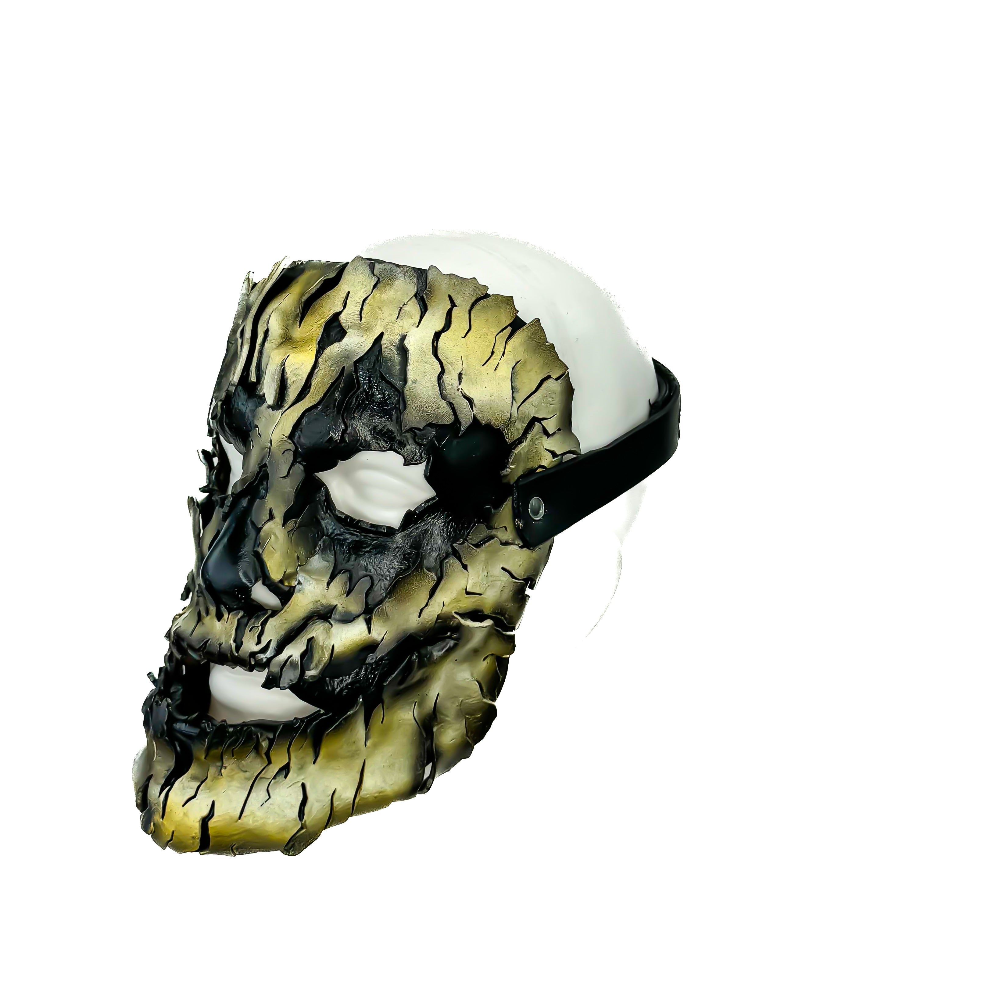 Genuine Leather Mask - Shattered Clown - Thick Straps w Velcro Included - Wide Mouth Edition Rockwell Masks
