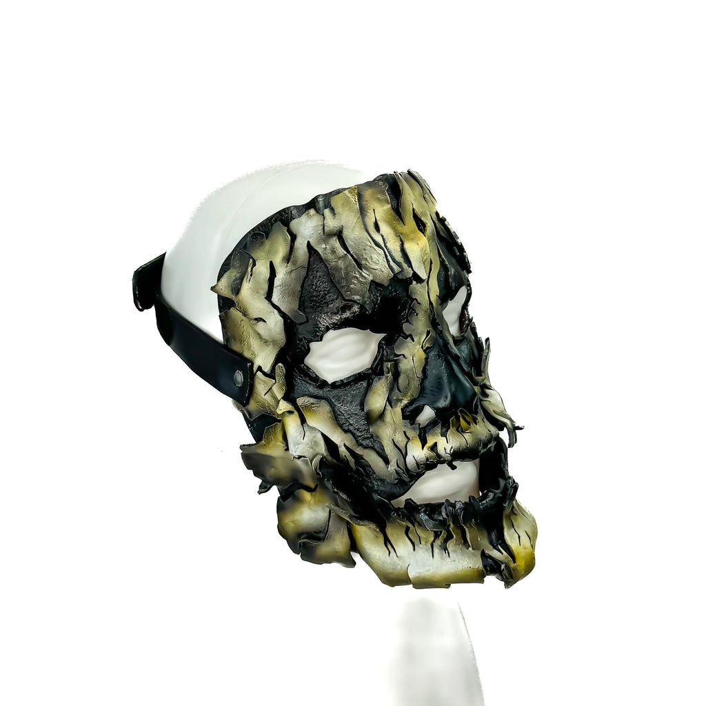 Genuine Leather Mask - Shattered Clown - Thick Straps w Velcro Included - Wide Mouth Edition Rockwell Masks