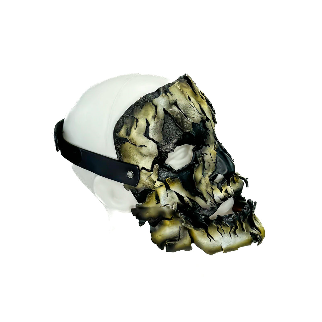 Genuine Leather Mask - Shattered Clown - Thick Straps w Velcro Included - Wide Mouth Edition Rockwell Masks