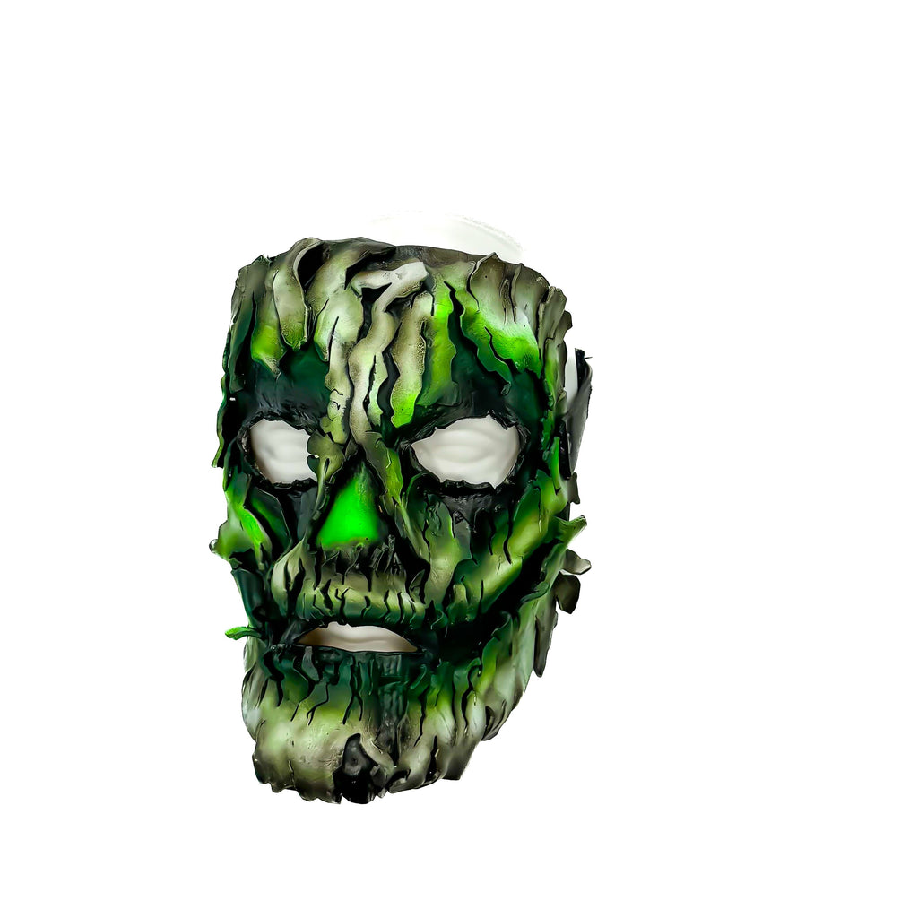 Genuine Leather Mask - Green Shattered Clown - Handmade Full Face Cover for Halloween, Performance or Cosplay Costume Rockwell Masks