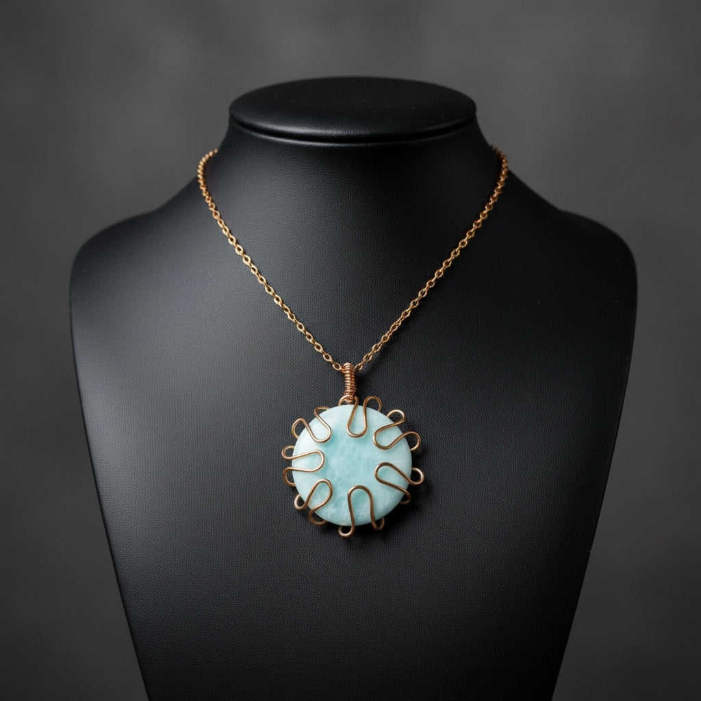 Wire Wrapped Round Crystal Necklace The Vibez Shop
