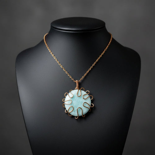 Wire Wrapped Round Crystal Necklace The Vibez Shop