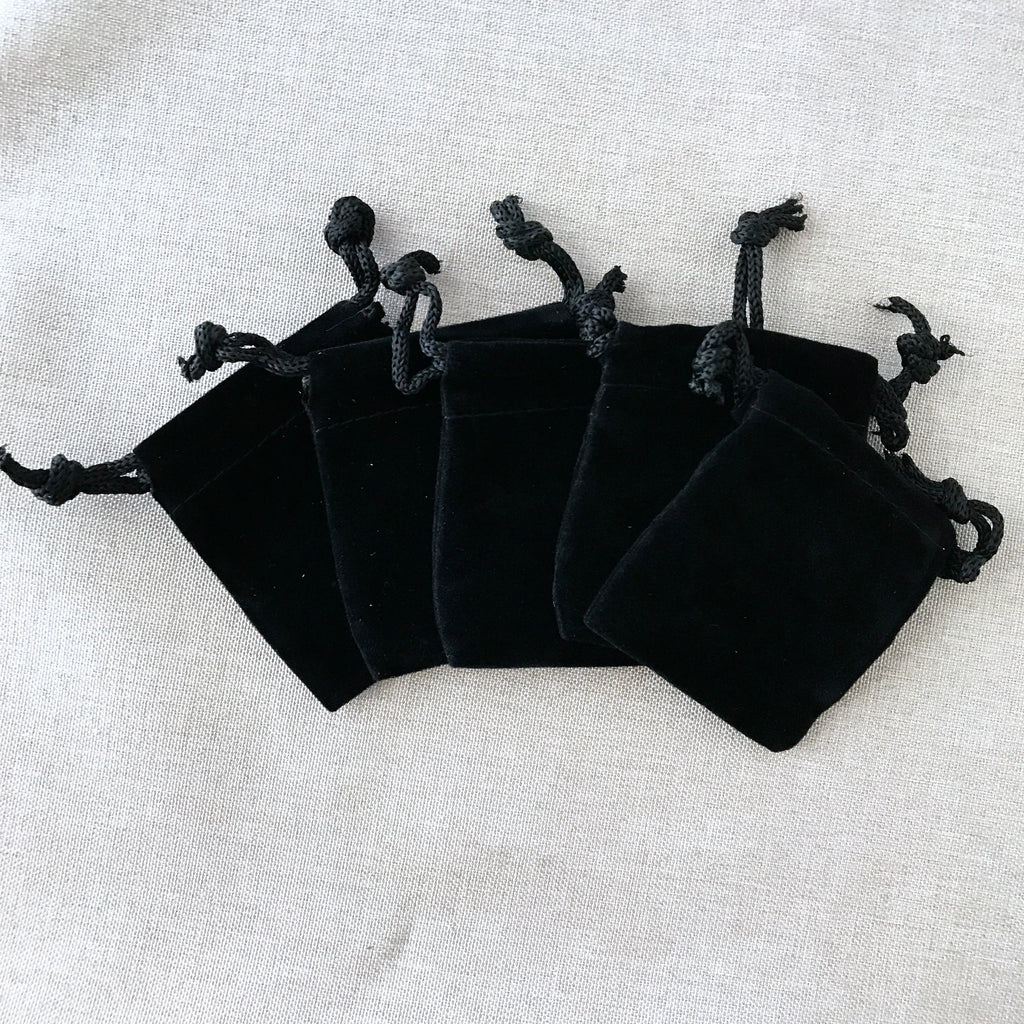 Black Velvet Drawstring Pouches - 2" x 2.5" - Black - Velvet Drawstring Bag The Attic Exchange