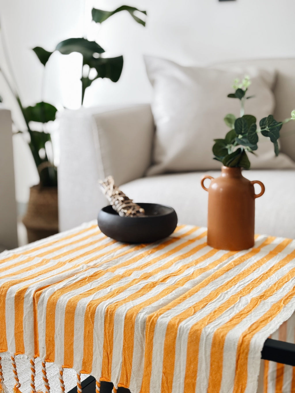 Girit Yellow Cotton Linen Towel Eastern Woven