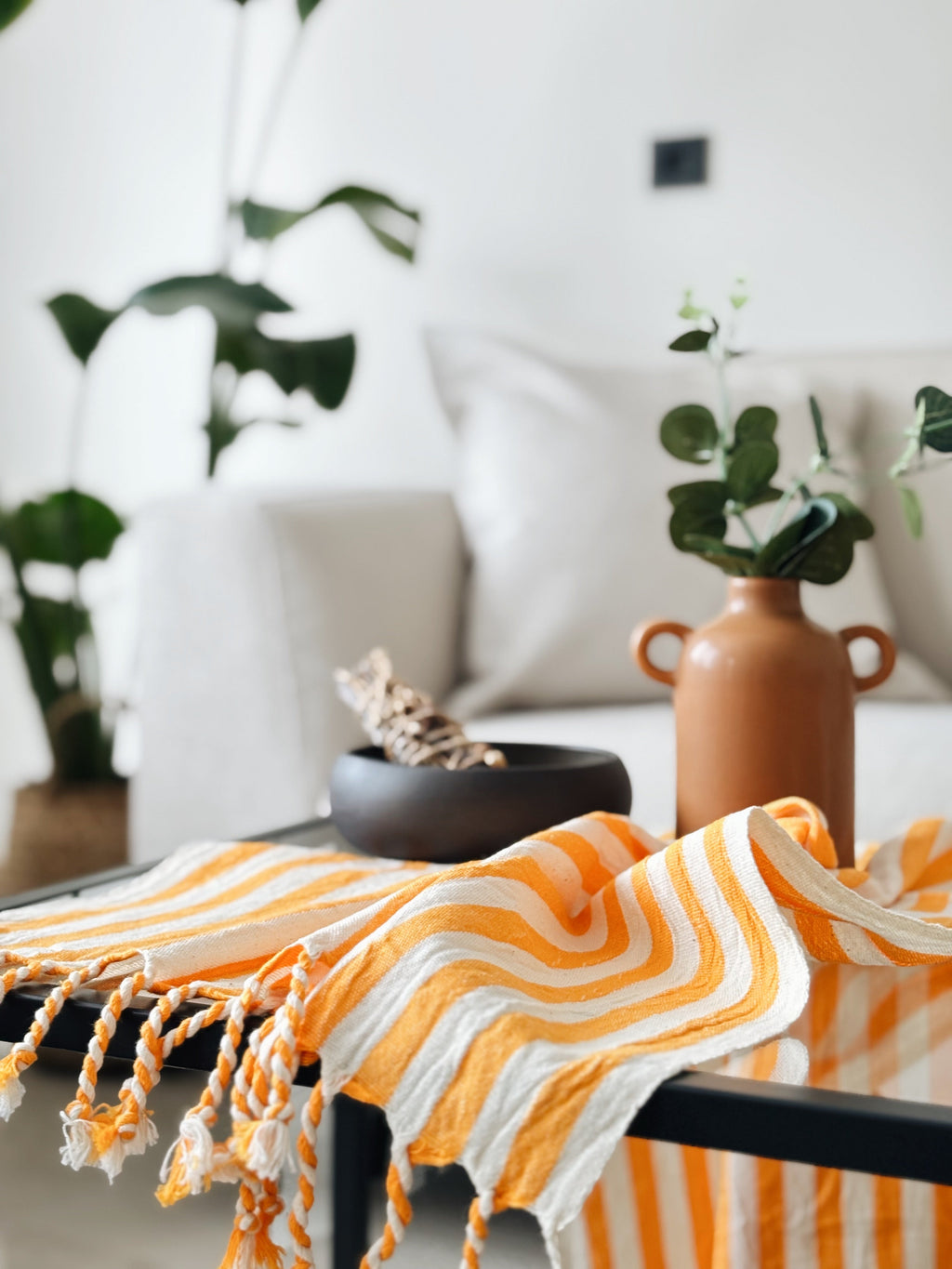 Girit Yellow Cotton Linen Towel Eastern Woven