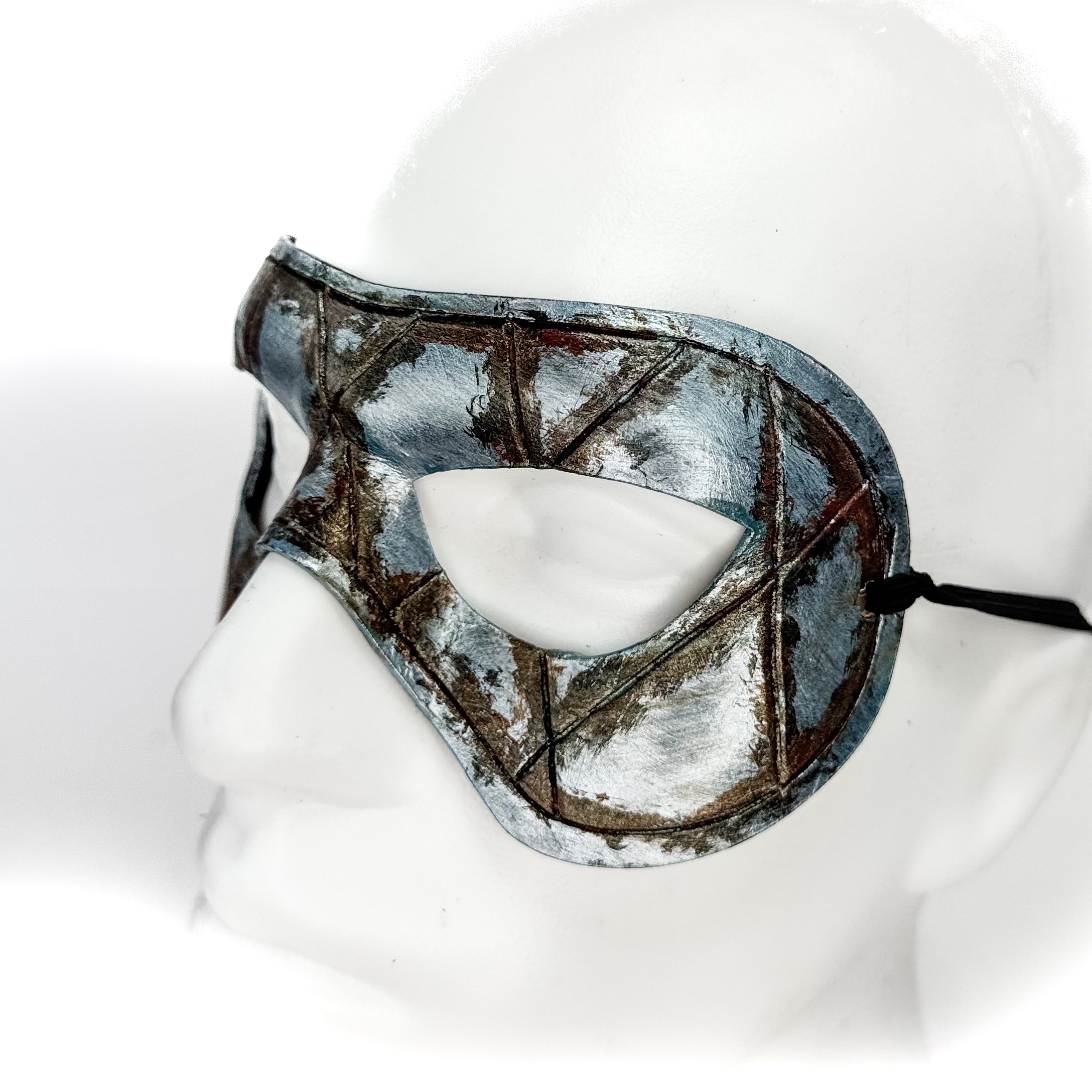 Dual Layer Handmade Genuine Leather Mask in Silver Rust with Swarovski Crystals (Copy) Rockwell Masks