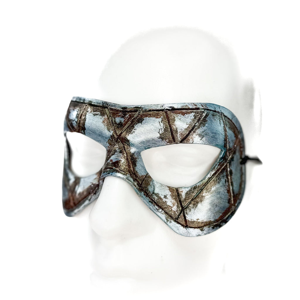 Dual Layer Handmade Genuine Leather Mask in Silver Rust with Swarovski Crystals (Copy) Rockwell Masks
