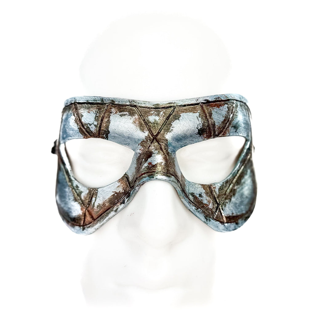 Dual Layer Handmade Genuine Leather Mask in Silver Rust with Swarovski Crystals (Copy) Rockwell Masks