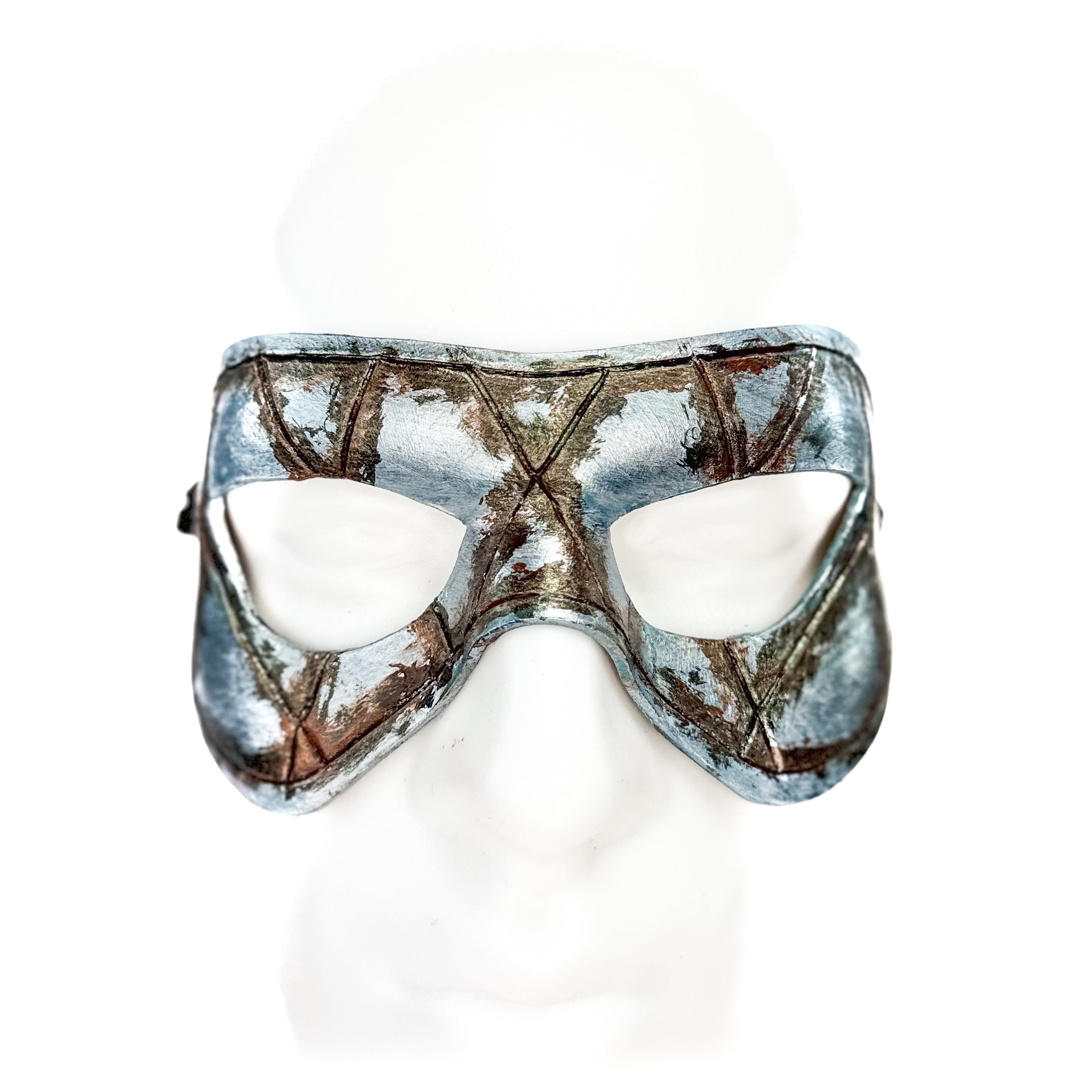 Dual Layer Handmade Genuine Leather Mask in Silver Rust with Swarovski Crystals (Copy) Rockwell Masks