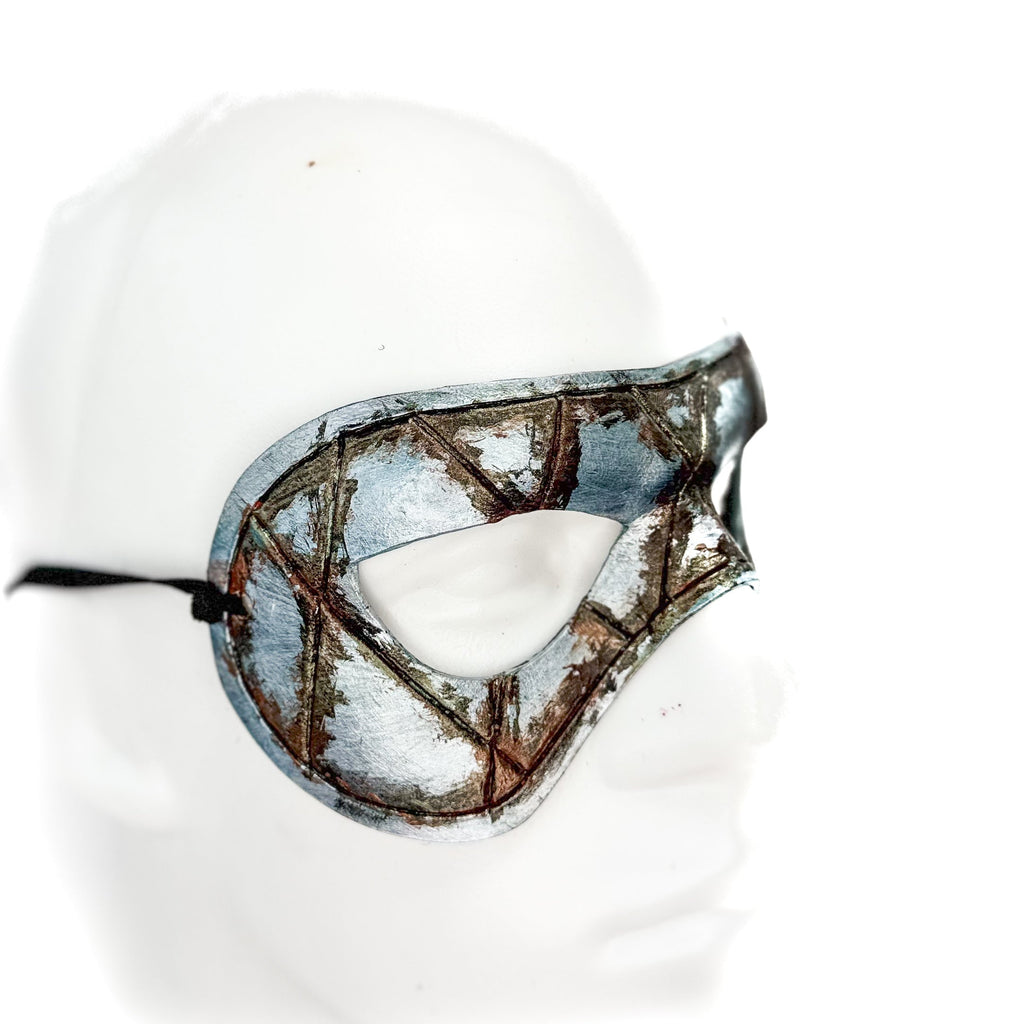 Dual Layer Handmade Genuine Leather Mask in Silver Rust with Swarovski Crystals (Copy) Rockwell Masks