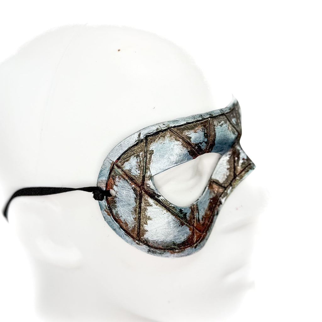 Dual Layer Handmade Genuine Leather Mask in Silver Rust with Swarovski Crystals (Copy) Rockwell Masks