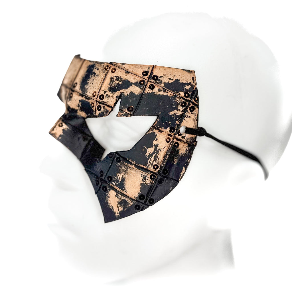 Ink Blot Handmade Genuine Leather Mask in Washed Black Paint and Nude Rockwell Masks