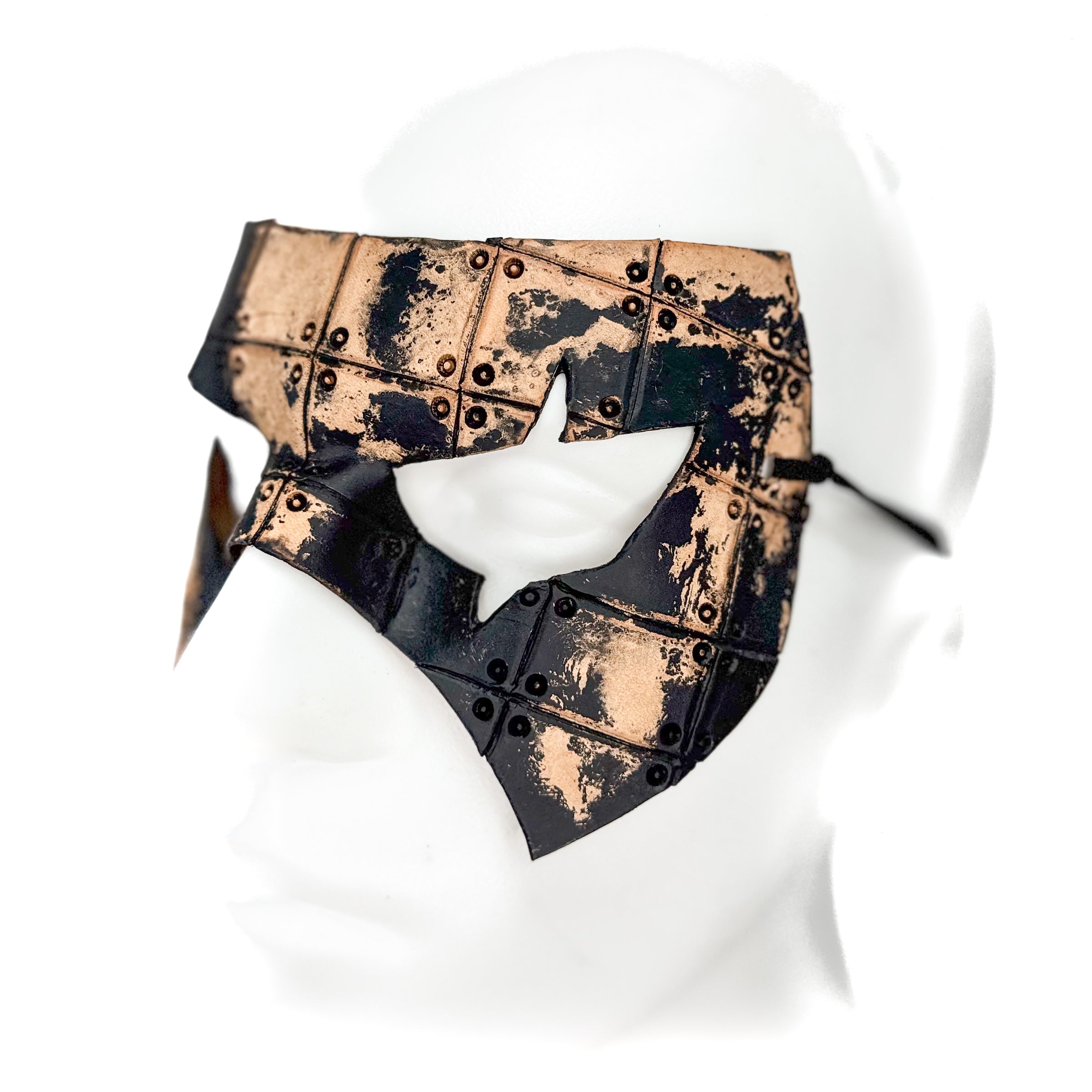 Ink Blot Handmade Genuine Leather Mask in Washed Black Paint and Nude Rockwell Masks
