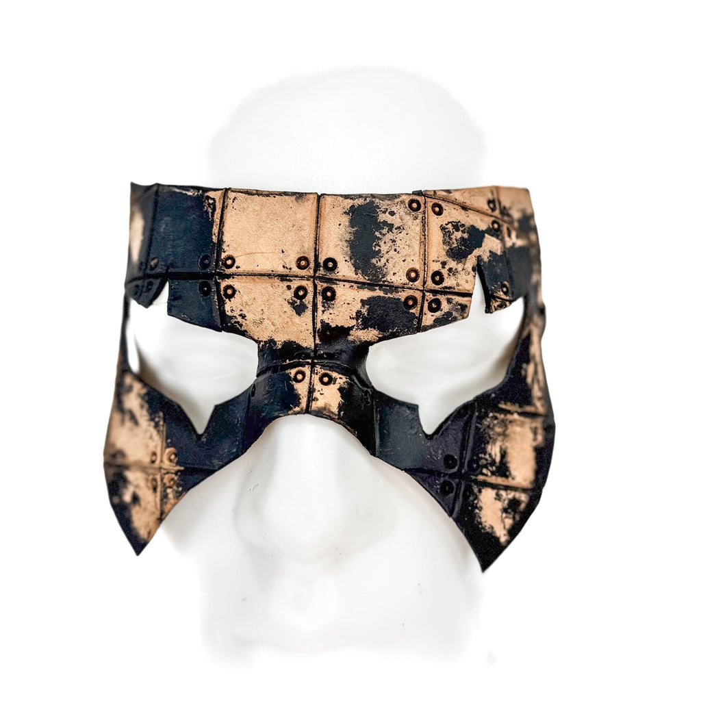 Ink Blot Handmade Genuine Leather Mask in Washed Black Paint and Nude Rockwell Masks