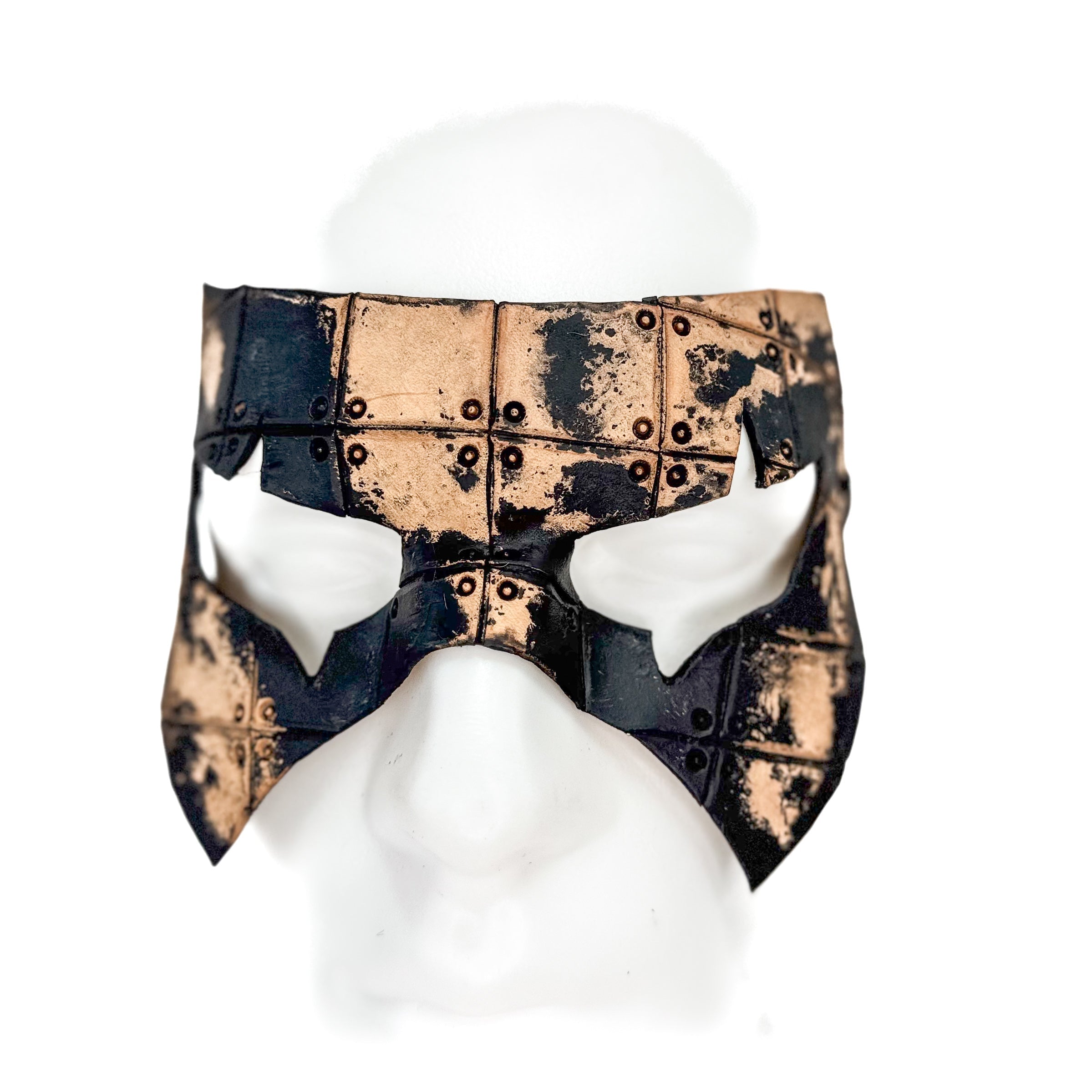 Ink Blot Handmade Genuine Leather Mask in Washed Black Paint and Nude Rockwell Masks