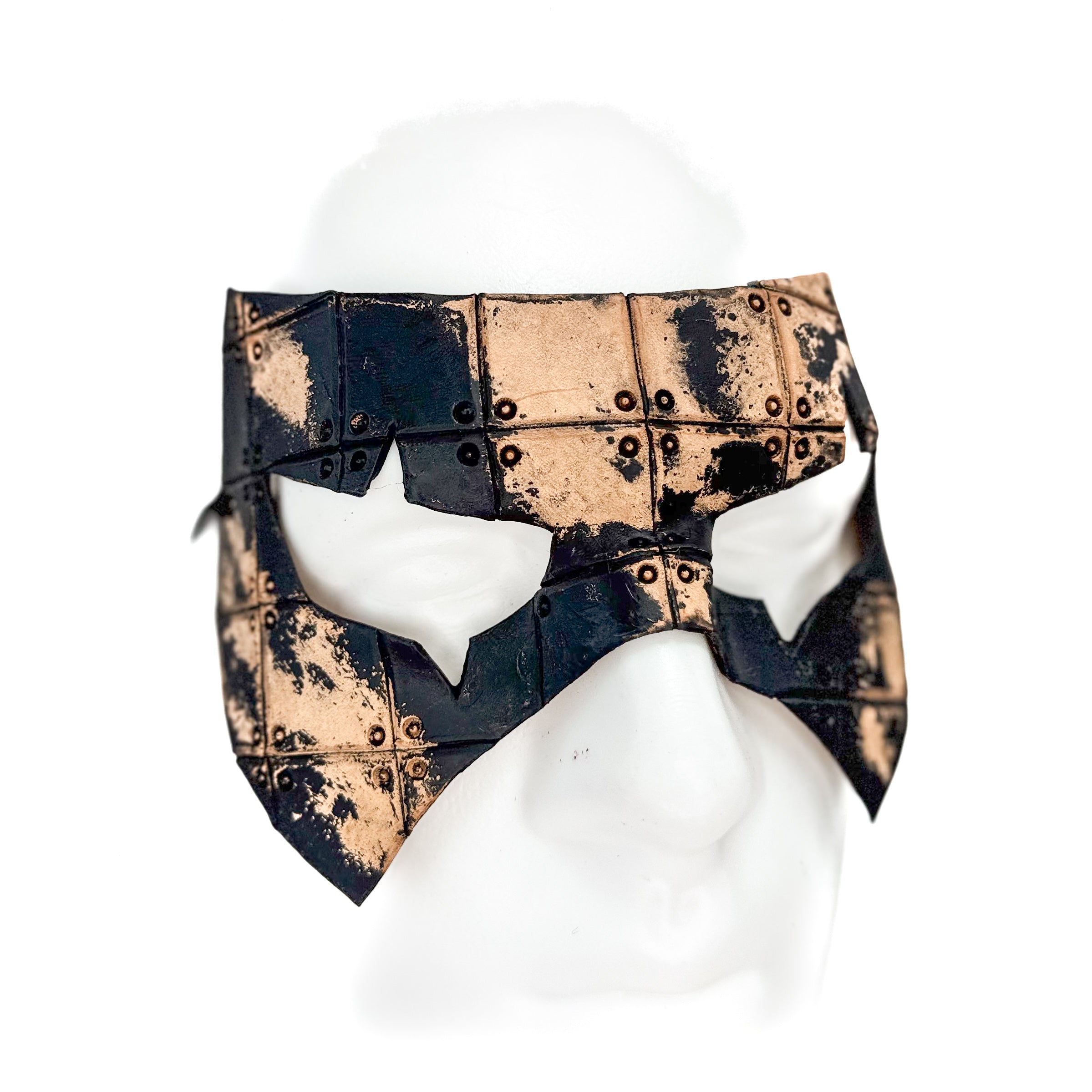 Ink Blot Handmade Genuine Leather Mask in Washed Black Paint and Nude Rockwell Masks