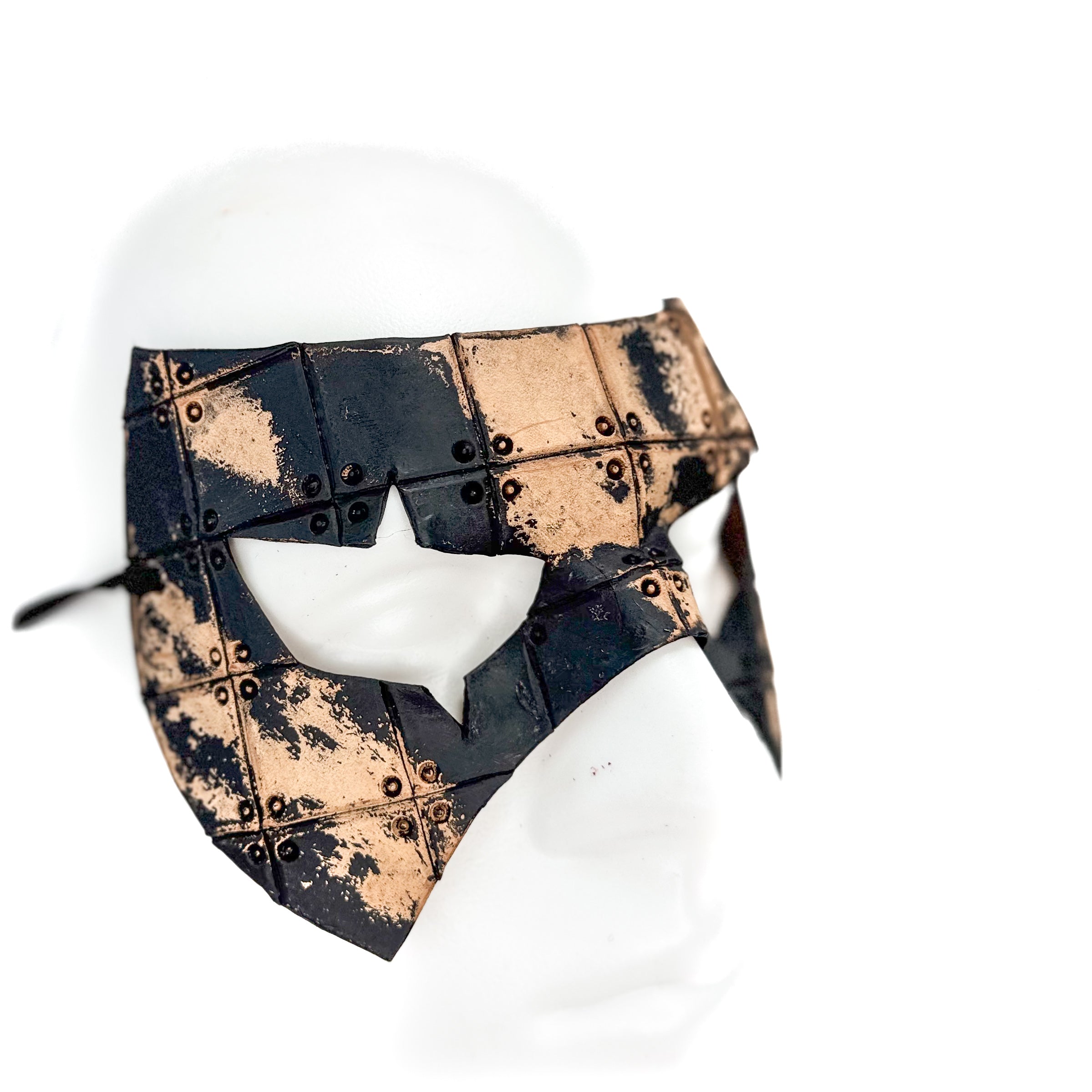 Ink Blot Handmade Genuine Leather Mask in Washed Black Paint and Nude Rockwell Masks